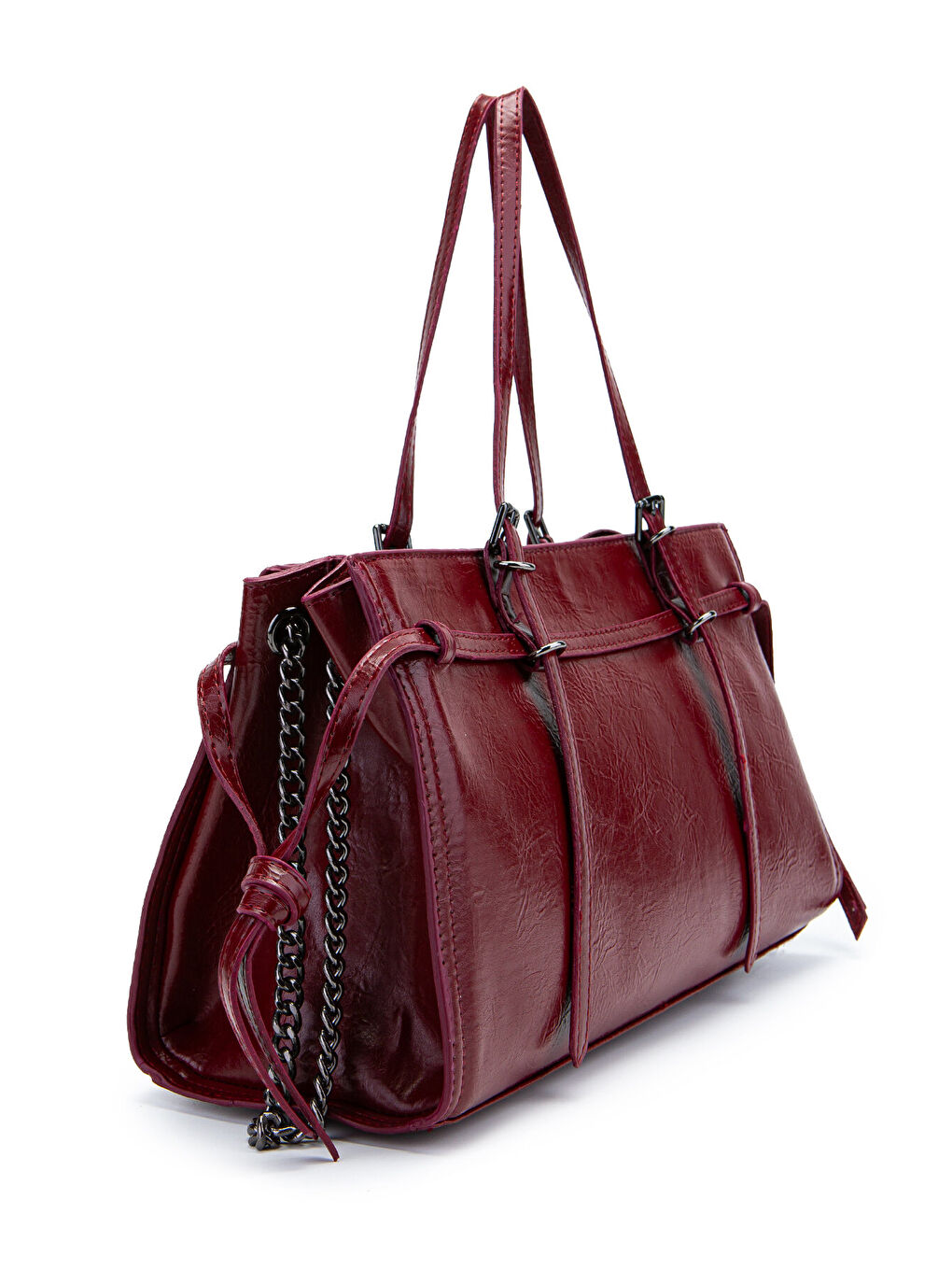 Siyah Zincir Detaylı Bonnie Kadın Kol Çanta Bordo-1