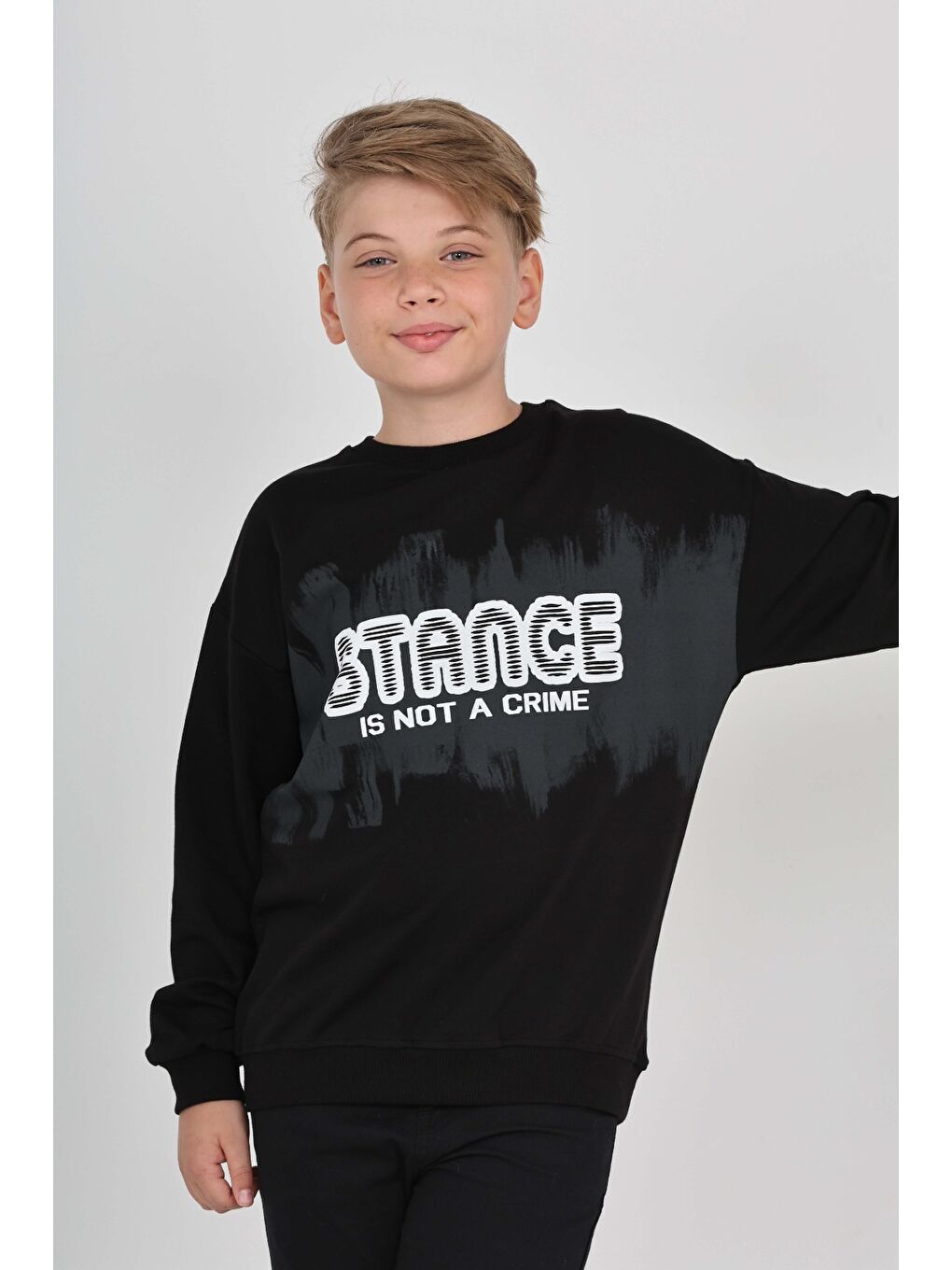 Siyah Erkek Çocuk Stance Baskılı Sweatshirt-1