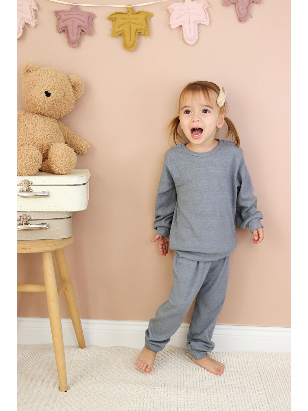 Gri Kaşkorse Mevsimlik Pijama Takım-3