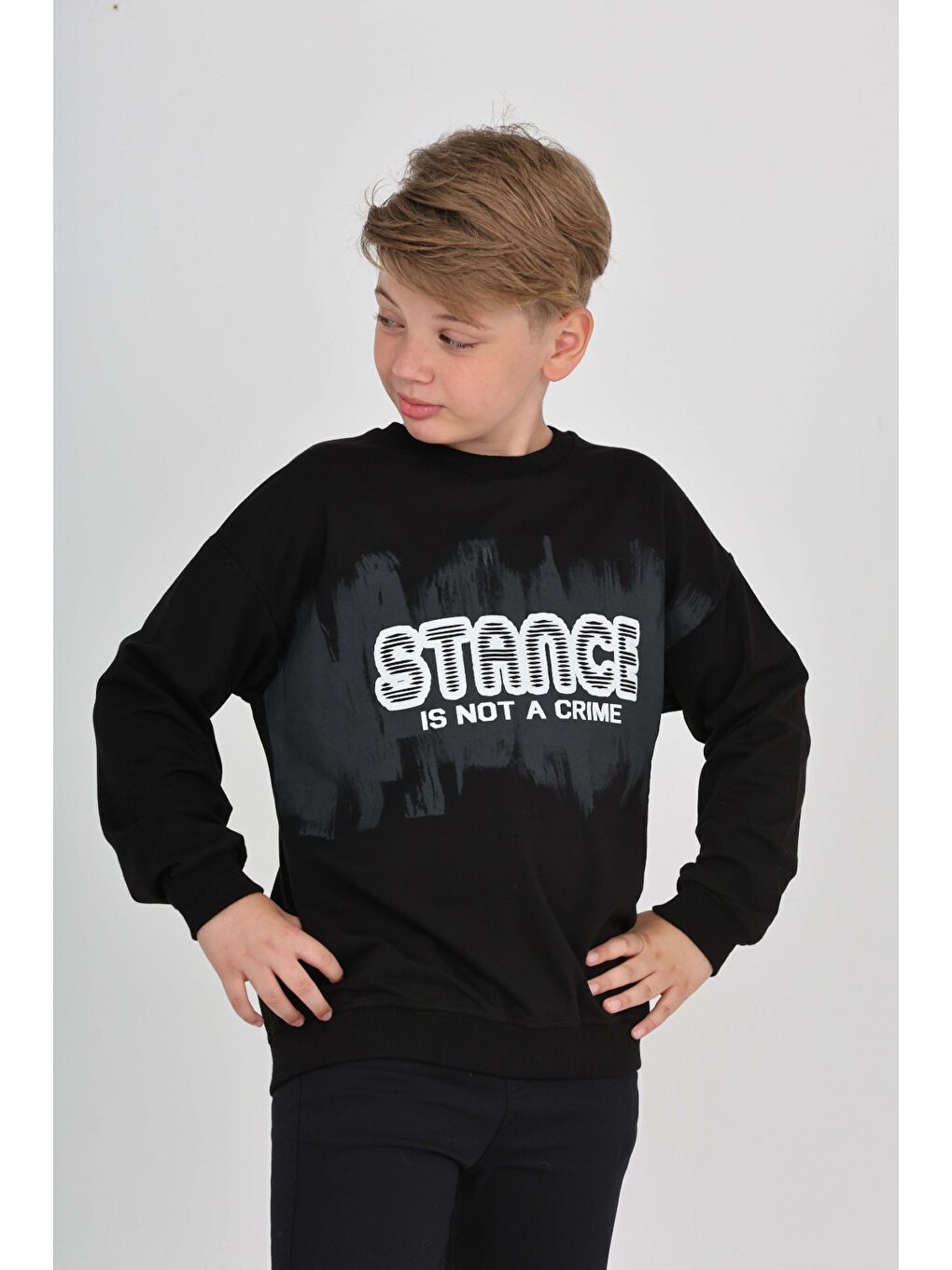 Siyah Erkek Çocuk Stance Baskılı Sweatshirt-3