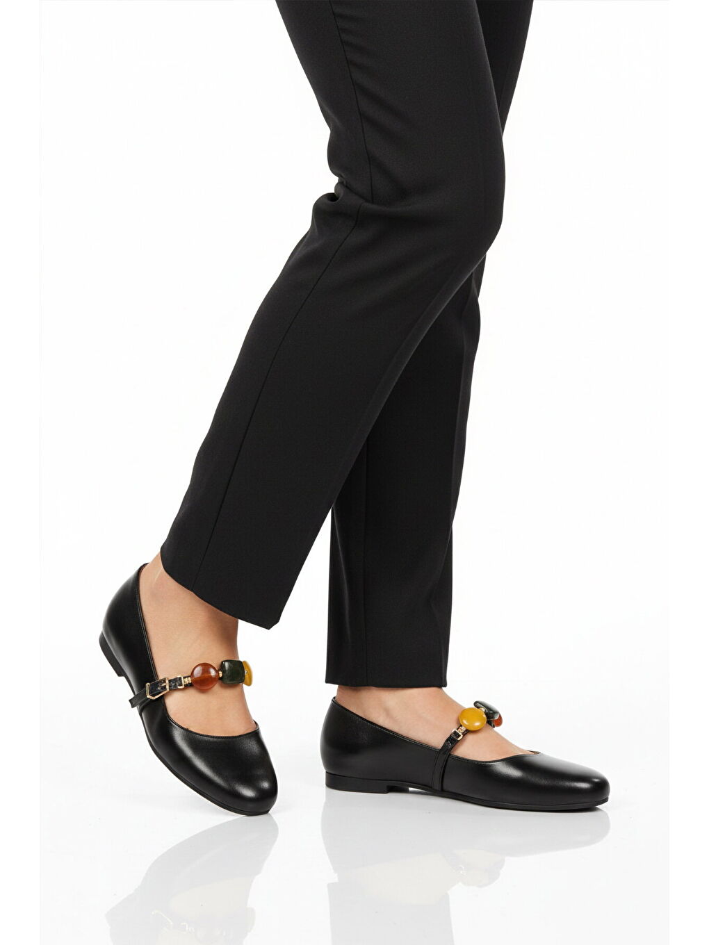 Siyah Kemerli Taşlı Hafif Kadın Babet 312547 Z