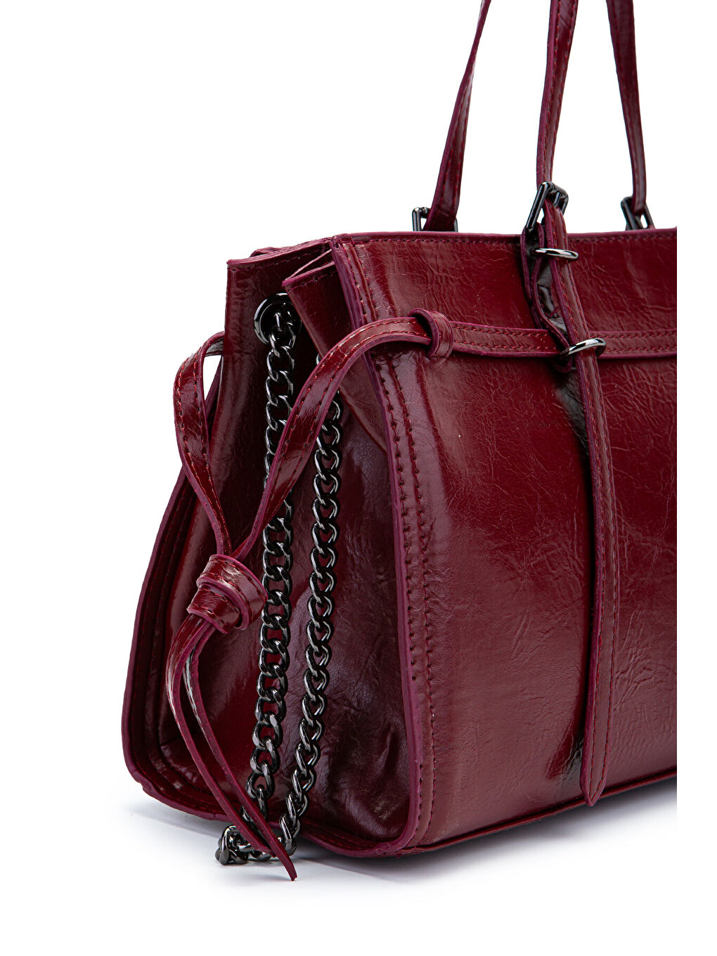 Siyah Zincir Detaylı Bonnie Kadın Kol Çanta Bordo-2