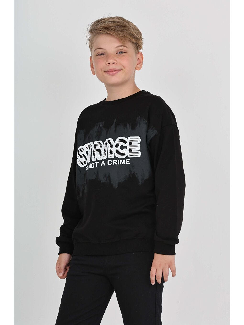 Siyah Erkek Çocuk Stance Baskılı Sweatshirt-4