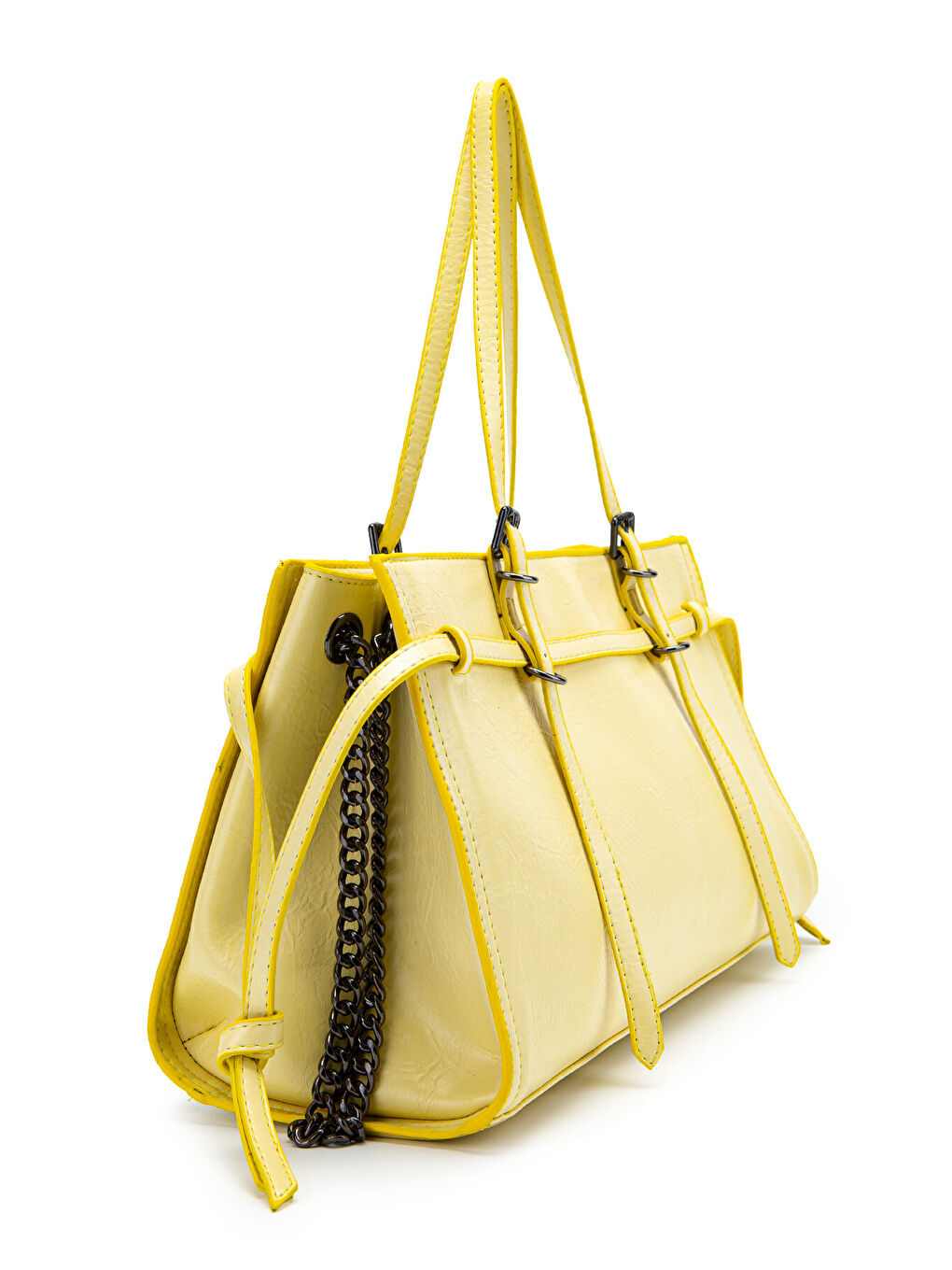 Siyah Zincir Detaylı Bonnie Kadın Kol Çanta Sarı-1