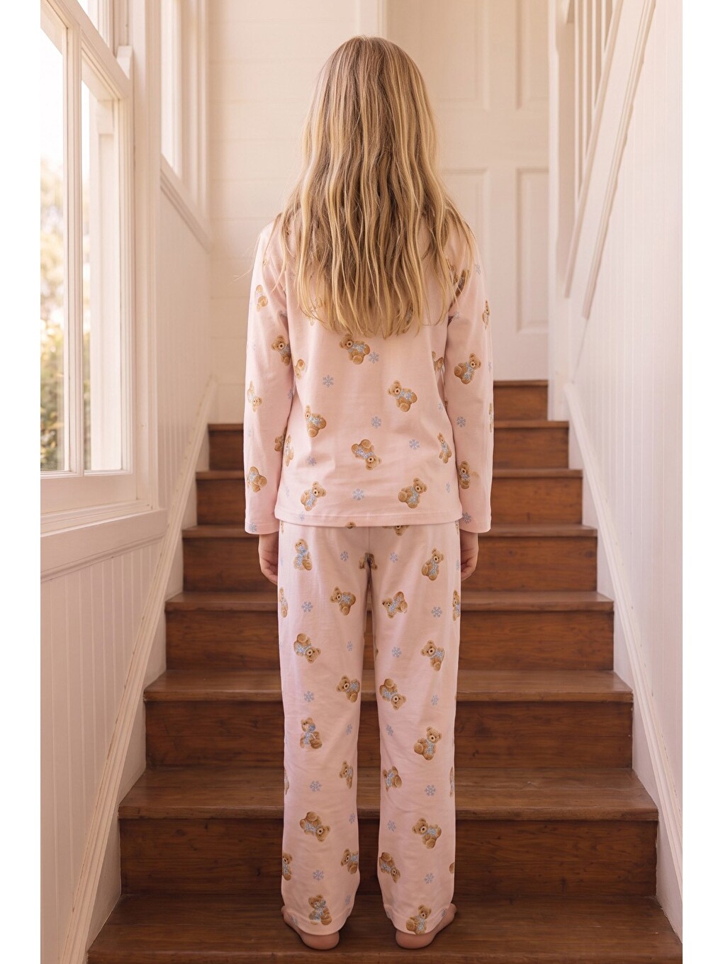 Pembe Desenli Termal Kumaşlı Ultra Soft Yumuşak Düğmeli Örme Pijama Takımı-4