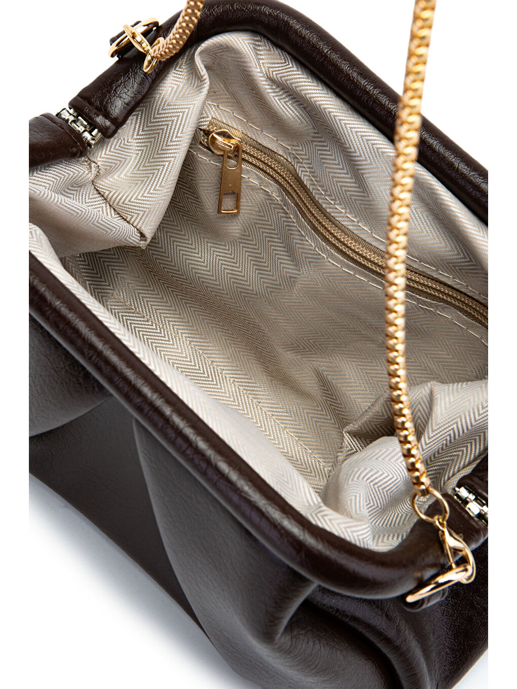 Clutch Form Uzun Askılı Degas Kadın Çapraz Çanta Kahverengi-2