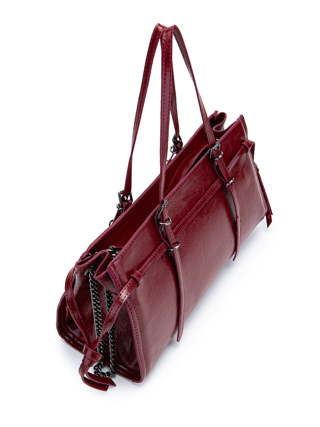 Siyah Zincir Detaylı Bonnie Kadın Kol Çanta Bordo-3