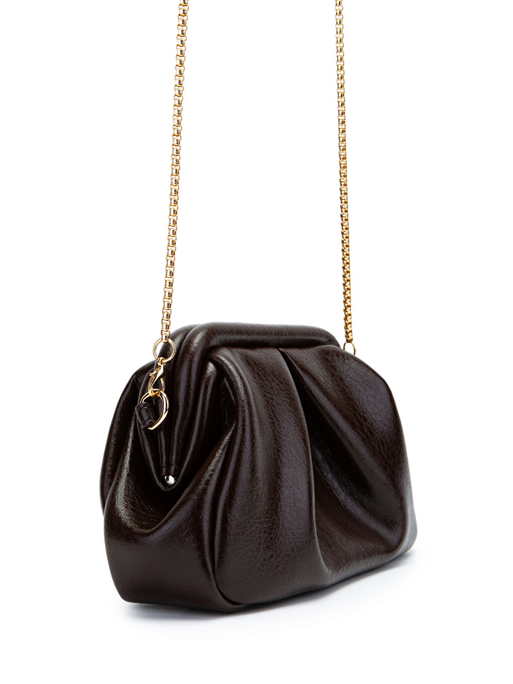 Clutch Form Uzun Askılı Degas Kadın Çapraz Çanta Kahverengi-3