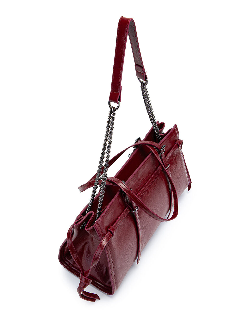 Siyah Zincir Detaylı Bonnie Kadın Kol Çanta Bordo-4