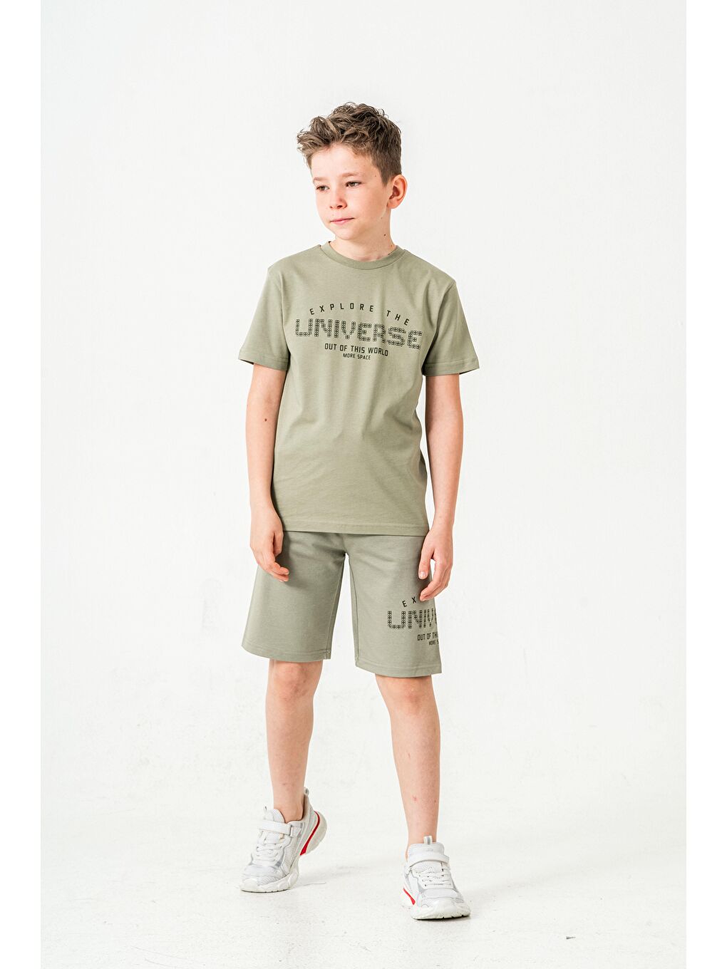 Yeşil Explore The Universe Out Of This World More Space Baskılı Erkek Çocuk Şort - Tişört Takımı