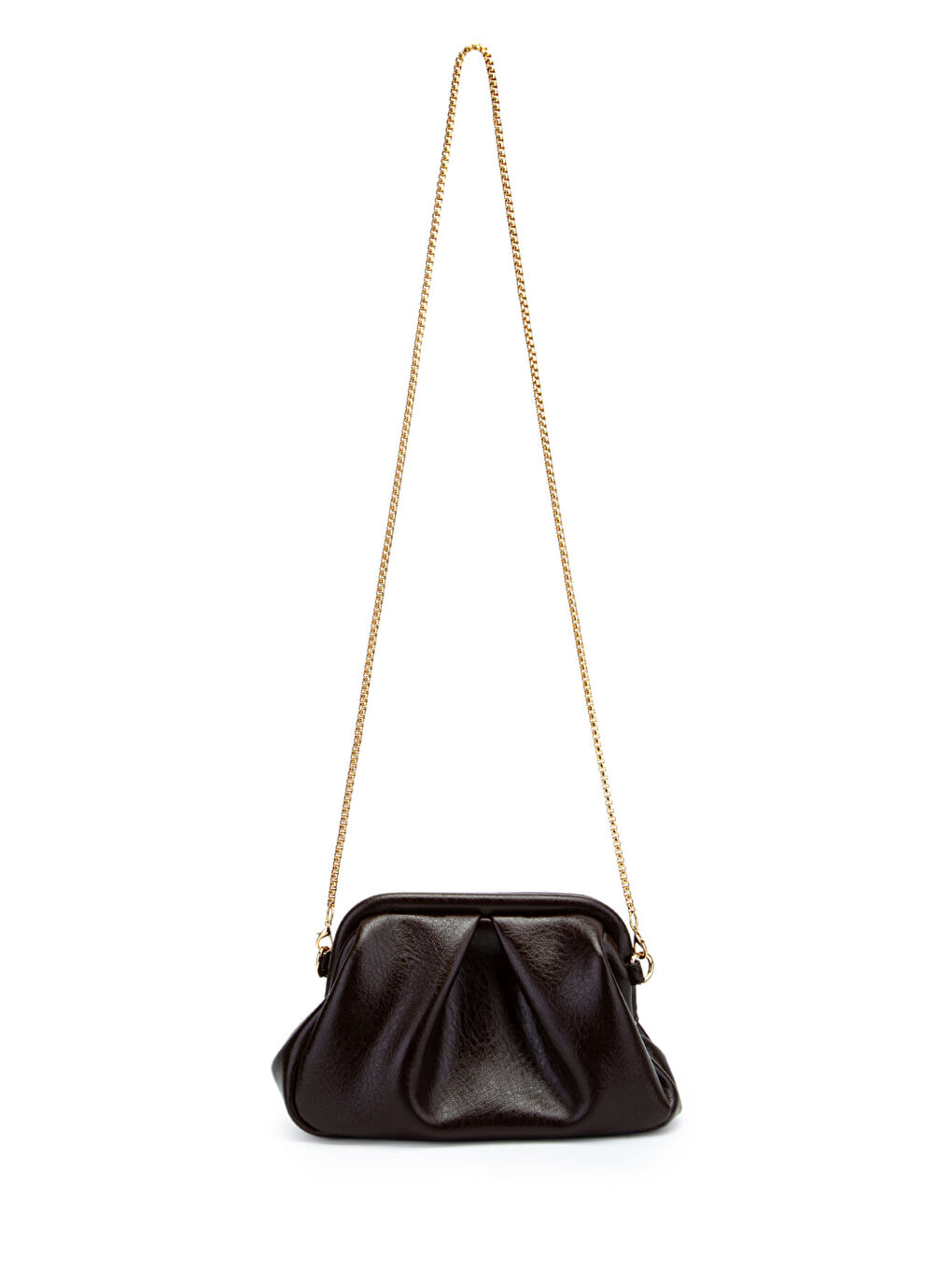 Clutch Form Uzun Askılı Degas Kadın Çapraz Çanta Kahverengi-4