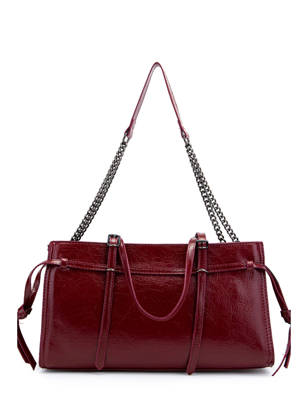 Siyah Zincir Detaylı Bonnie Kadın Kol Çanta Bordo-5