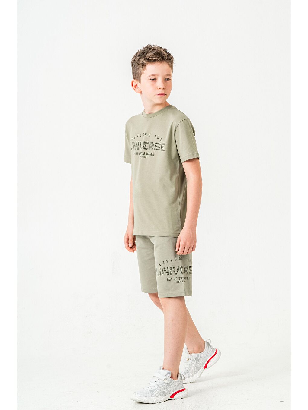 Yeşil Explore The Universe Out Of This World More Space Baskılı Erkek Çocuk Şort - Tişört Takımı-2