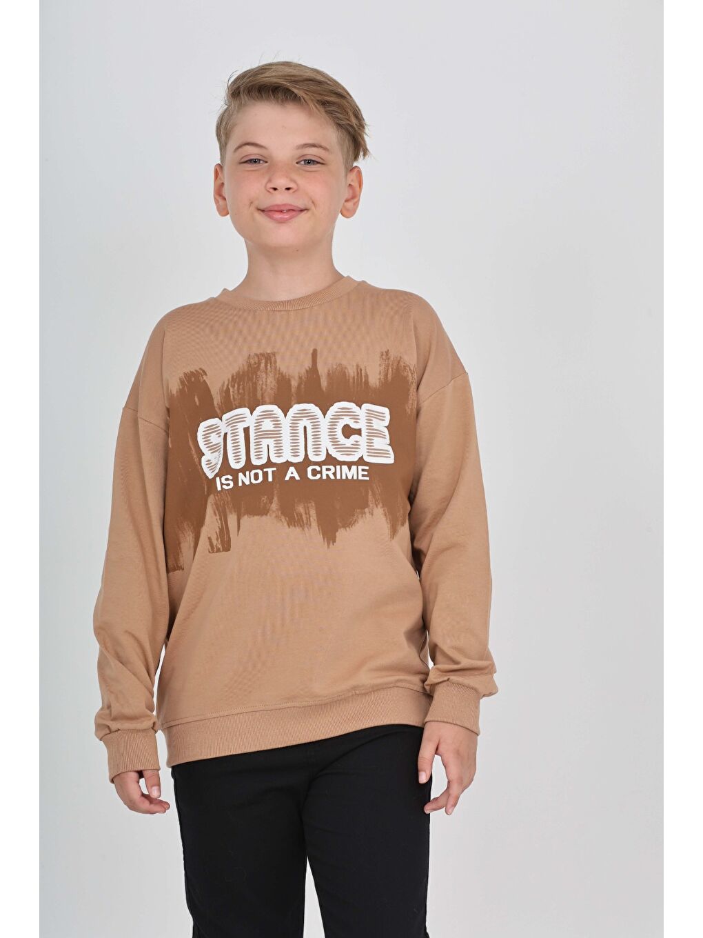 Kahverengi Erkek Çocuk Stance Baskılı Sweatshirt