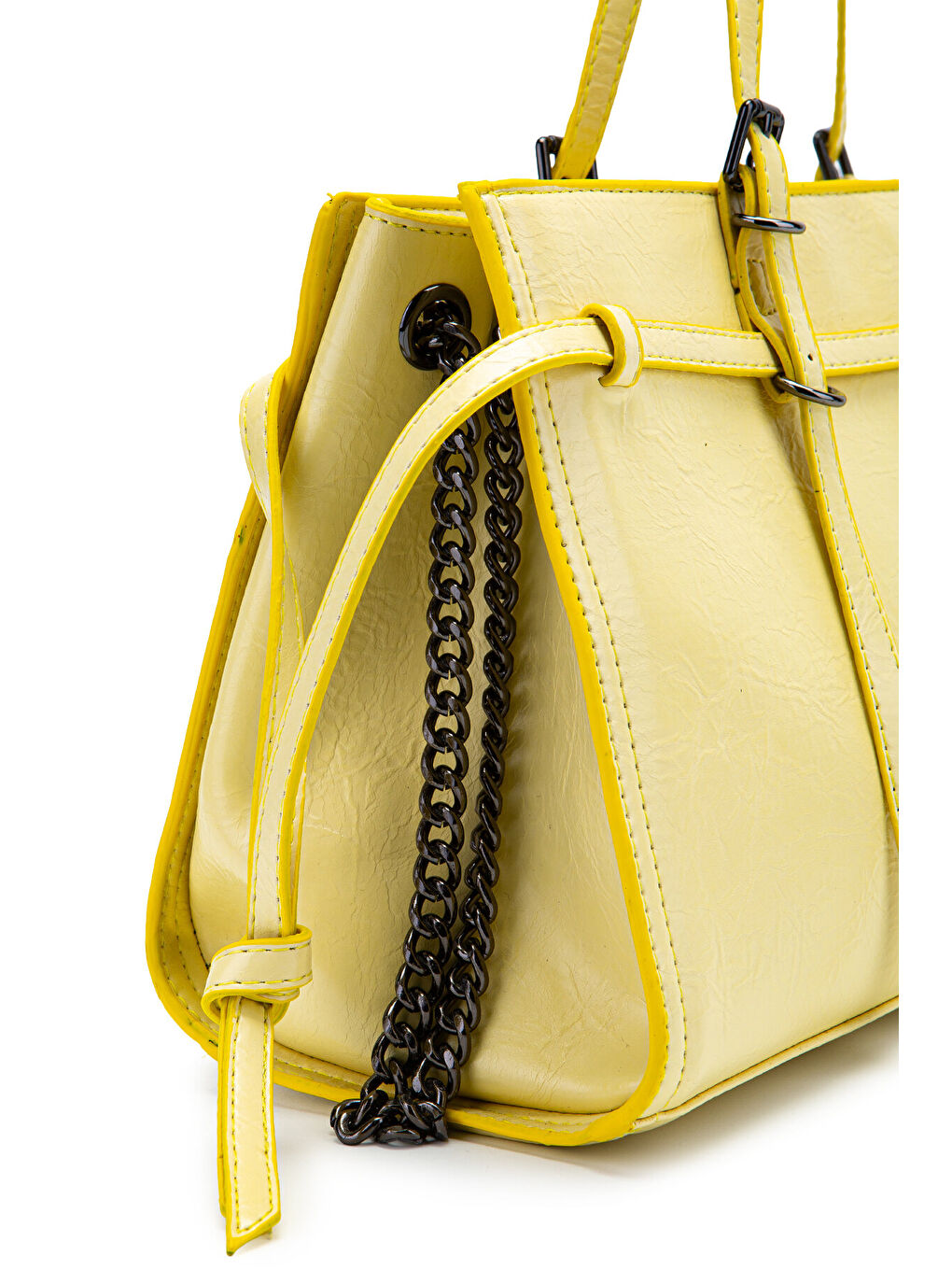 Siyah Zincir Detaylı Bonnie Kadın Kol Çanta Sarı-2