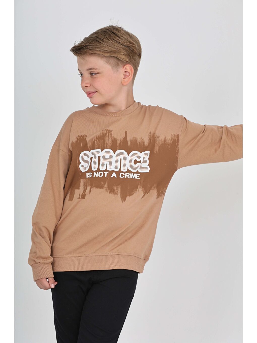 Kahverengi Erkek Çocuk Stance Baskılı Sweatshirt-1