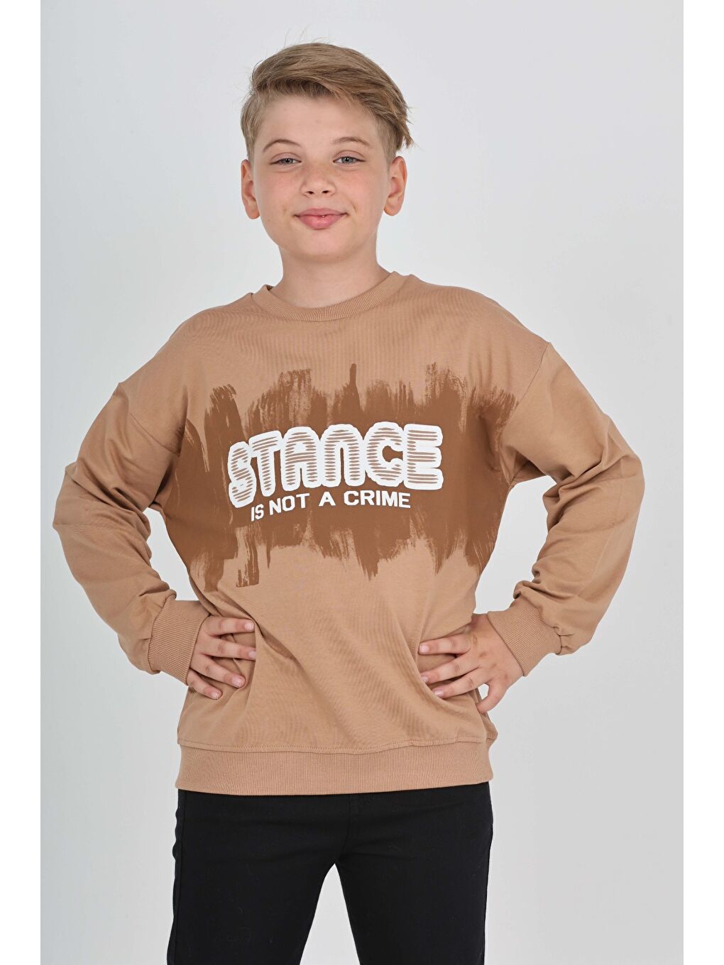 Kahverengi Erkek Çocuk Stance Baskılı Sweatshirt-3