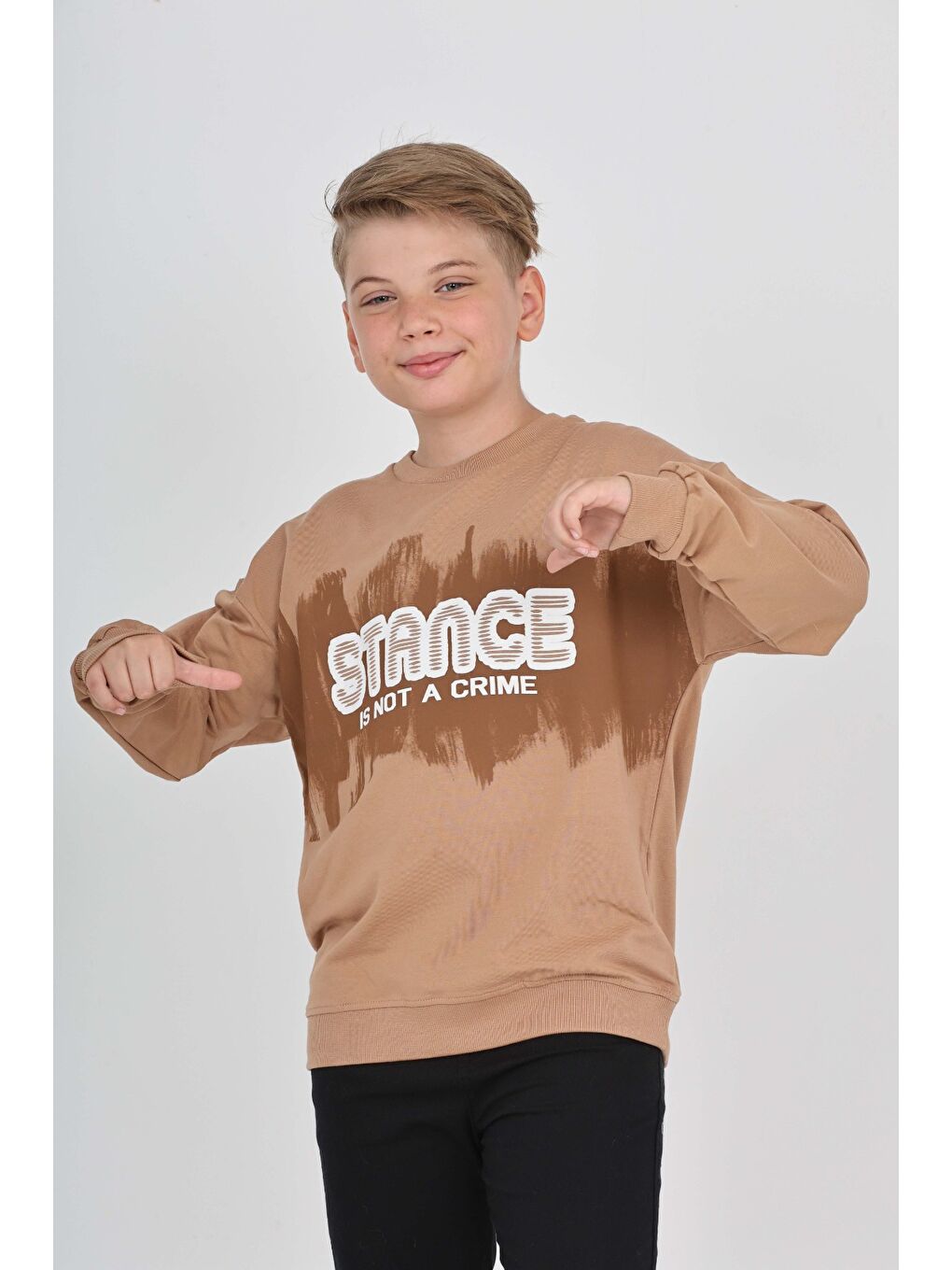 Kahverengi Erkek Çocuk Stance Baskılı Sweatshirt-4