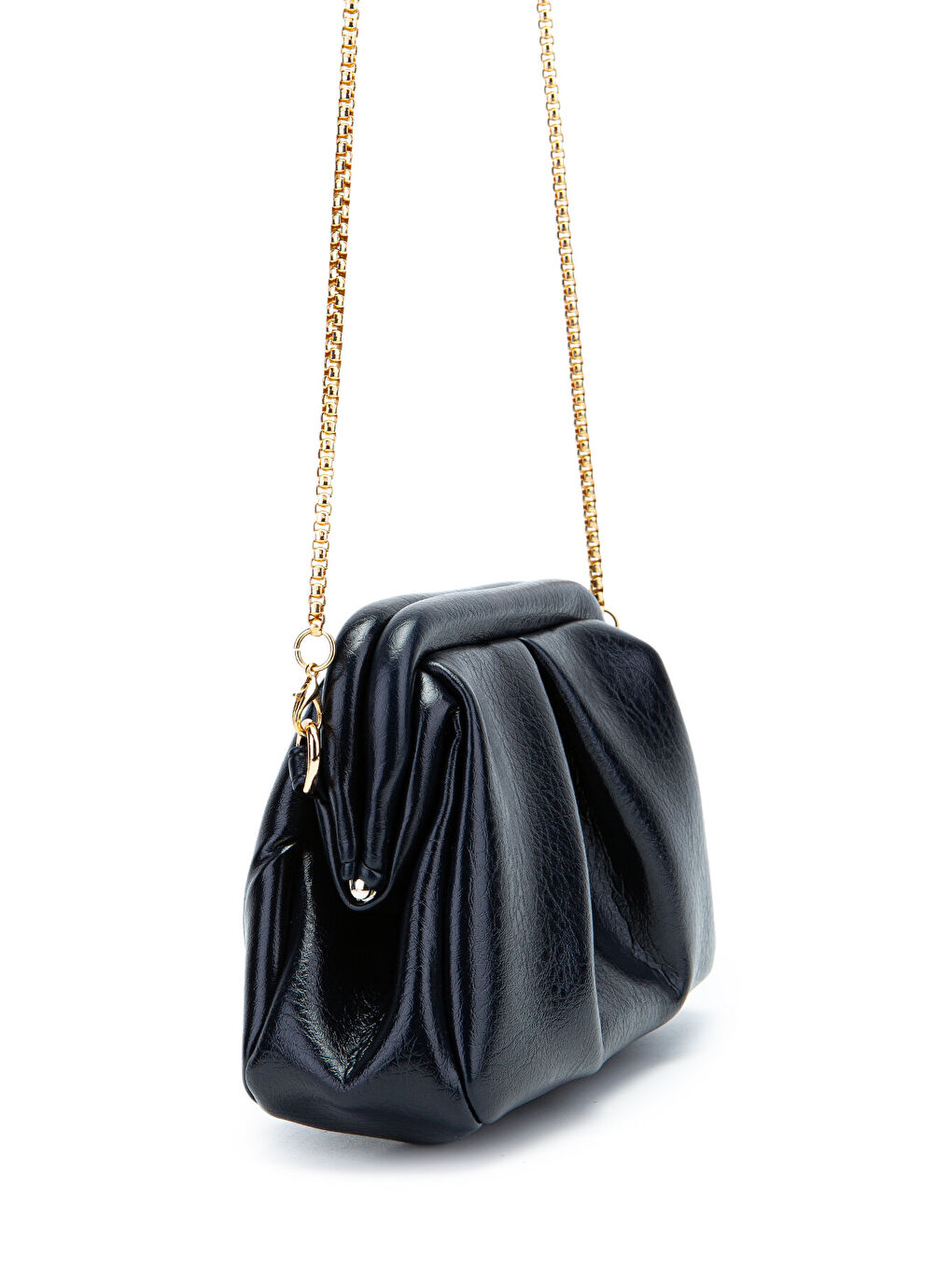 Clutch Form Uzun Askılı Degas Kadın Çapraz Çanta Lacivert-2