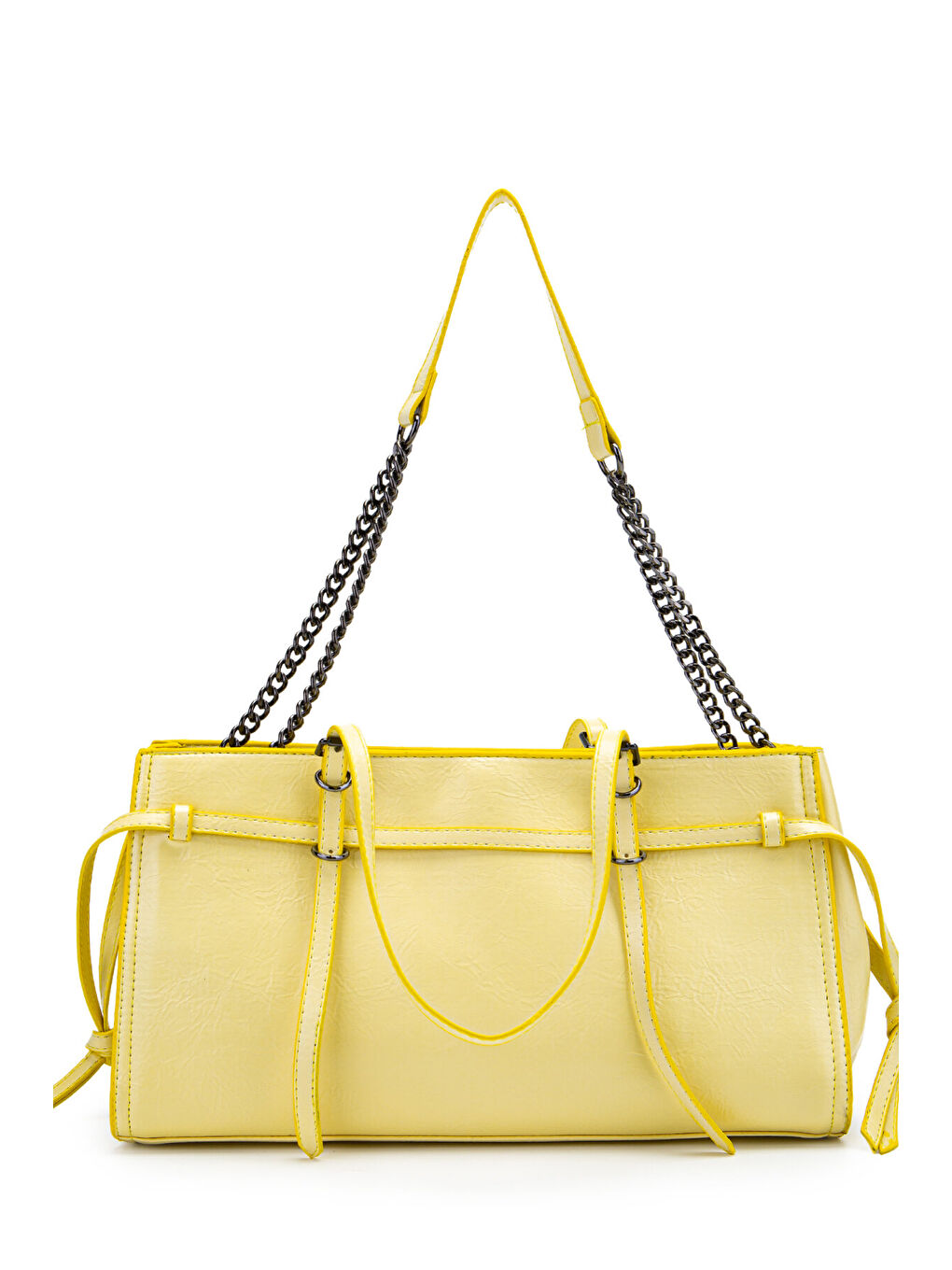Siyah Zincir Detaylı Bonnie Kadın Kol Çanta Sarı-3