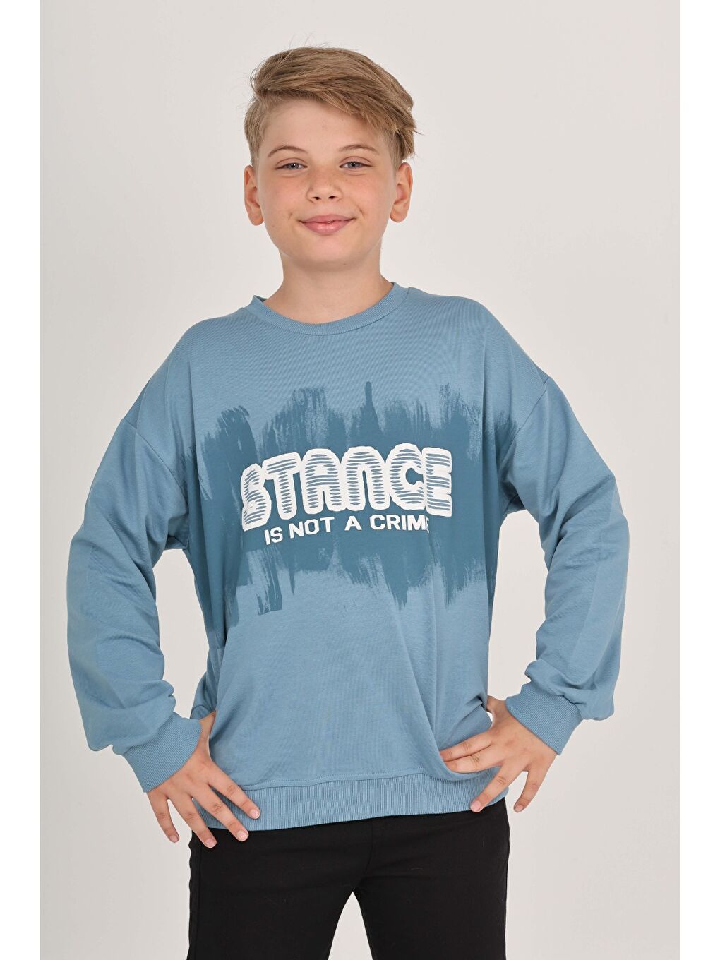 Mavi Erkek Çocuk Stance Baskılı Sweatshirt-3