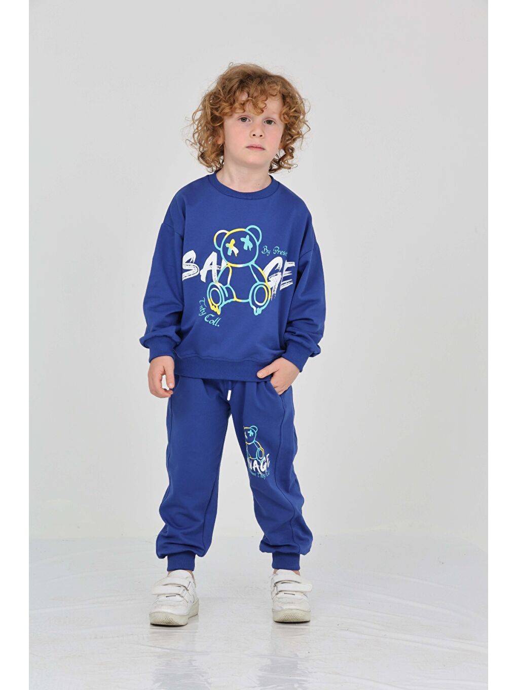 Mavi Erkek Çocuk Savage Baskılı Eşofman Takım-2