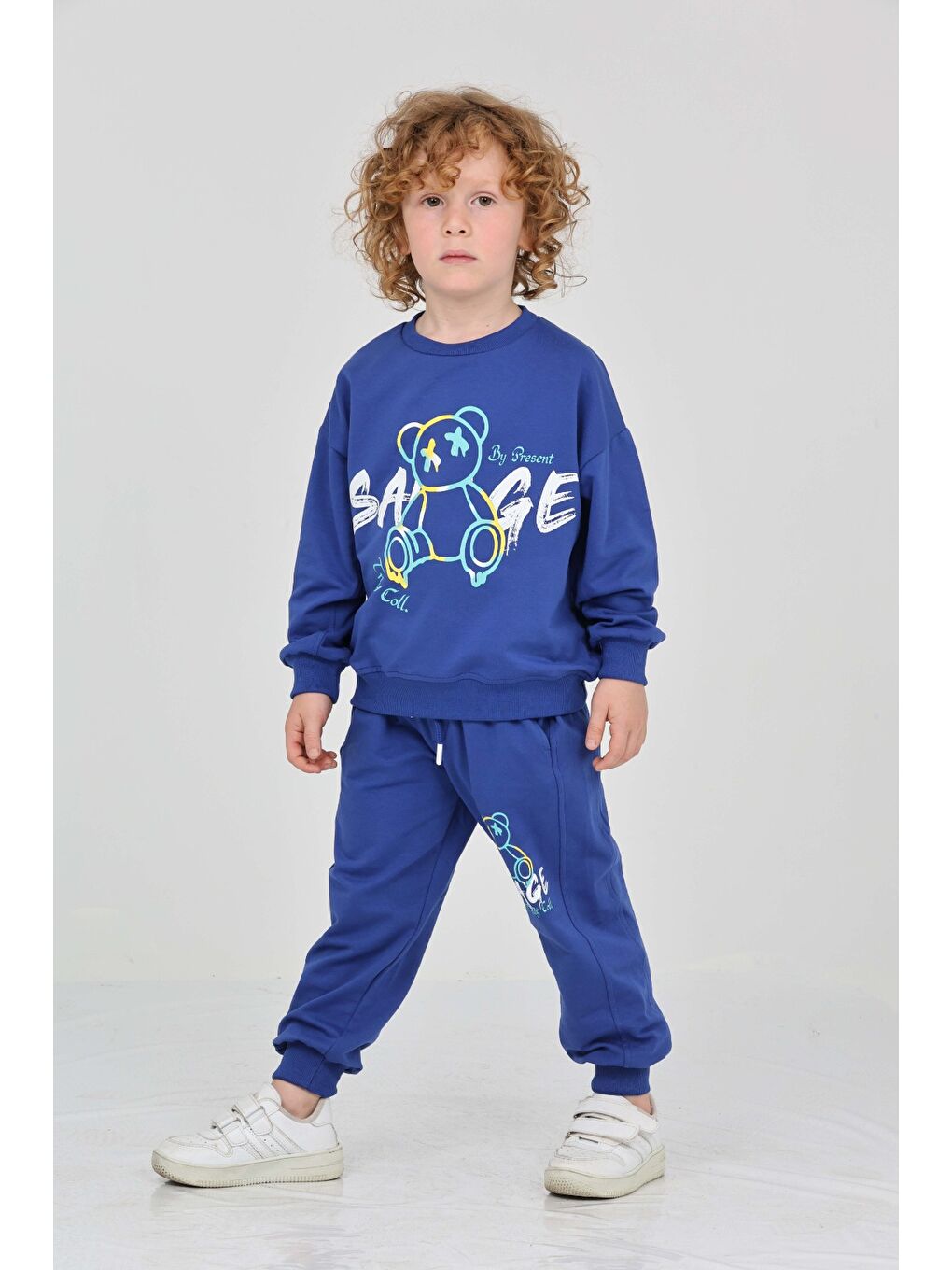 Mavi Erkek Çocuk Savage Baskılı Eşofman Takım-3