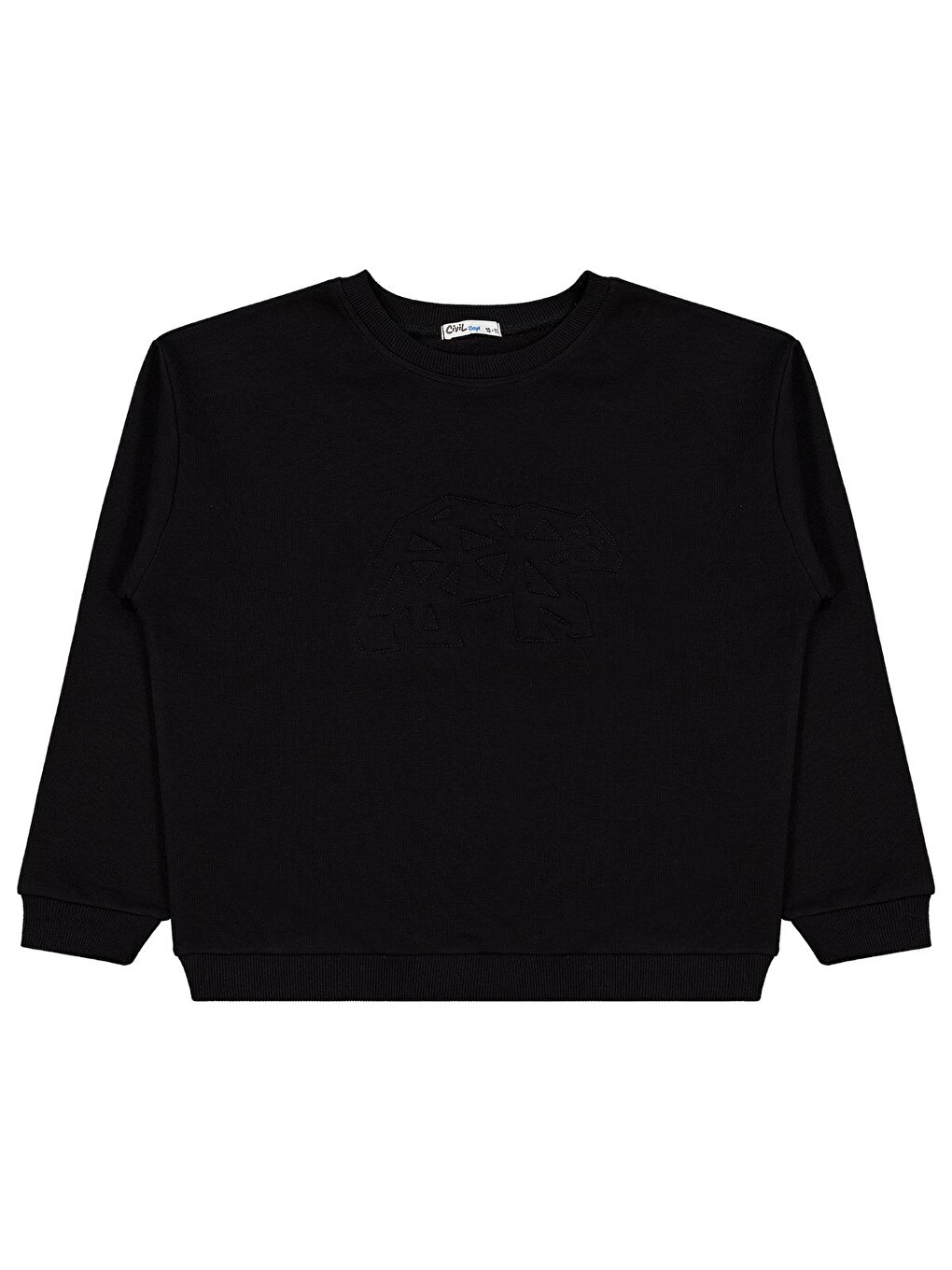 Boys Ayı Nakışlı 10-13 Yaş Sweatshirt - Siyah