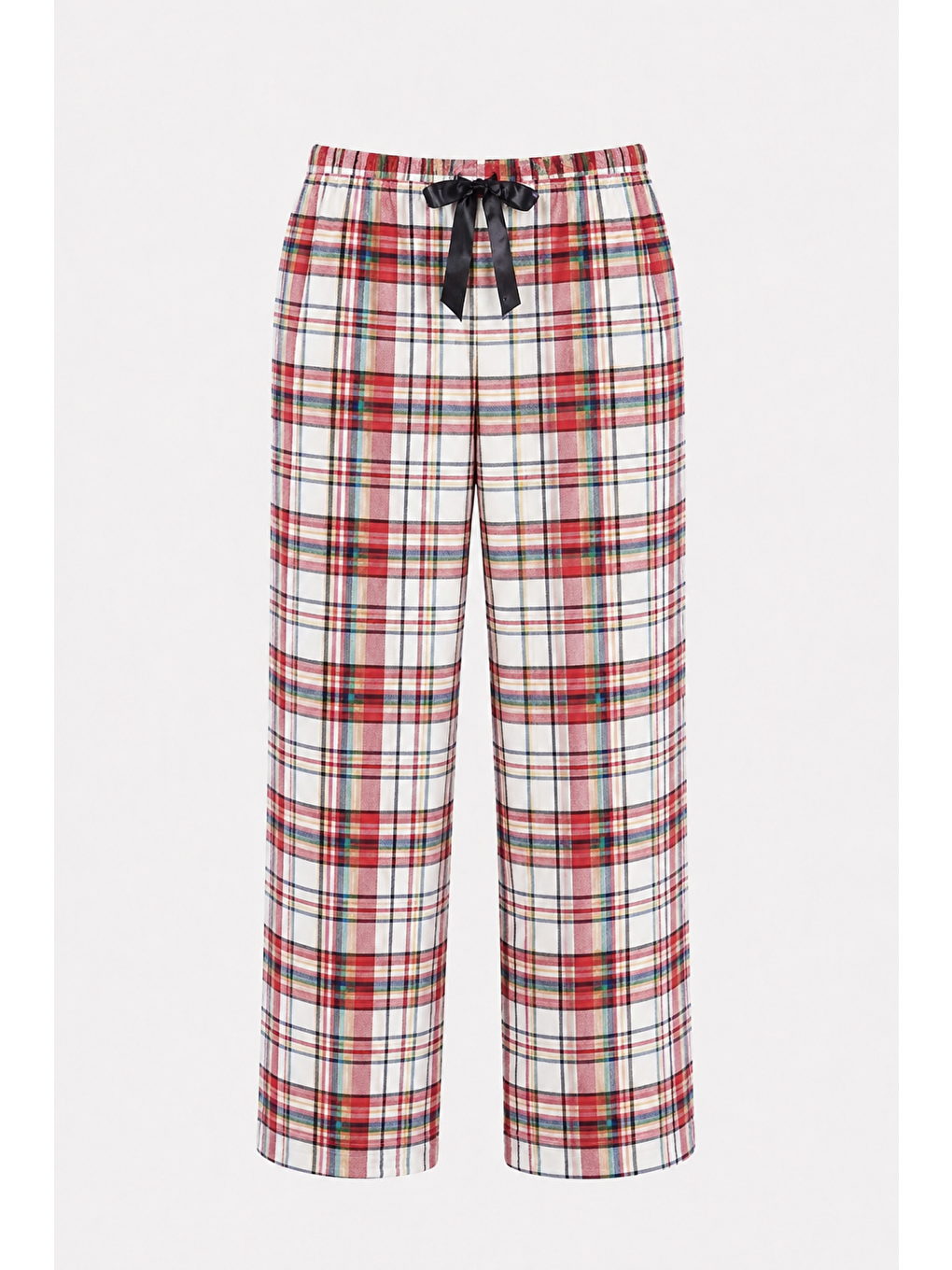 Beyaz Kadın Desenli Viskon Düz Paça Pijama Altı