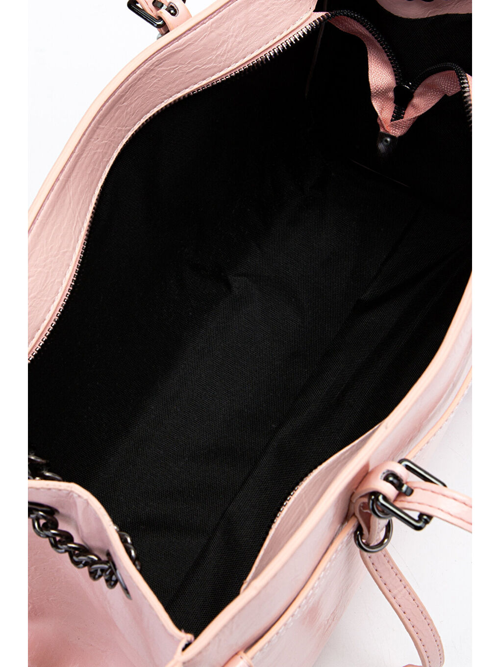 Pembe Siyah Zincir Detaylı Bonnie Kadın Kol Çanta Pudra-5