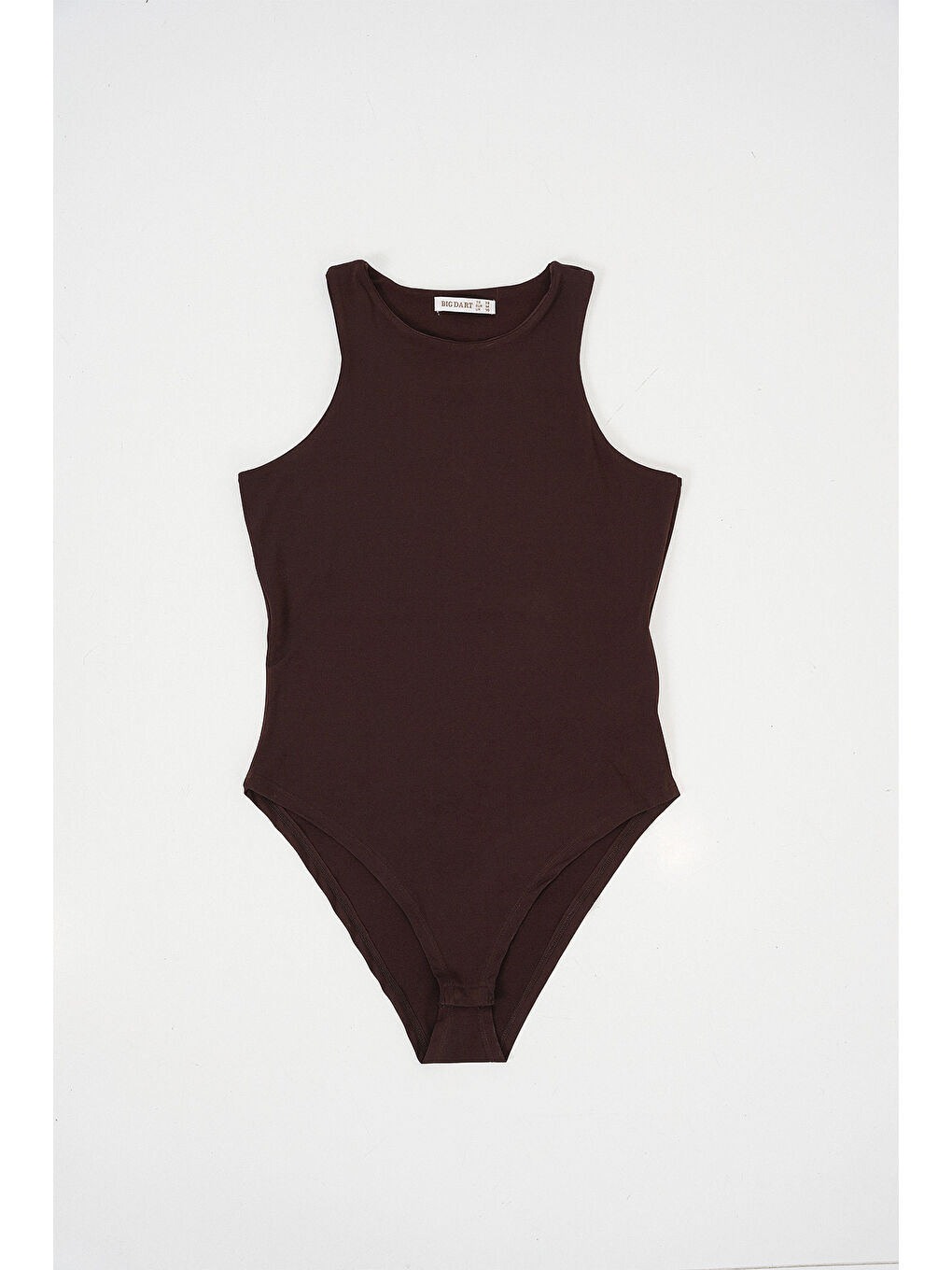 Kadın Halter Yaka Çıtçıtlı Body 972 - Kahverengi-3