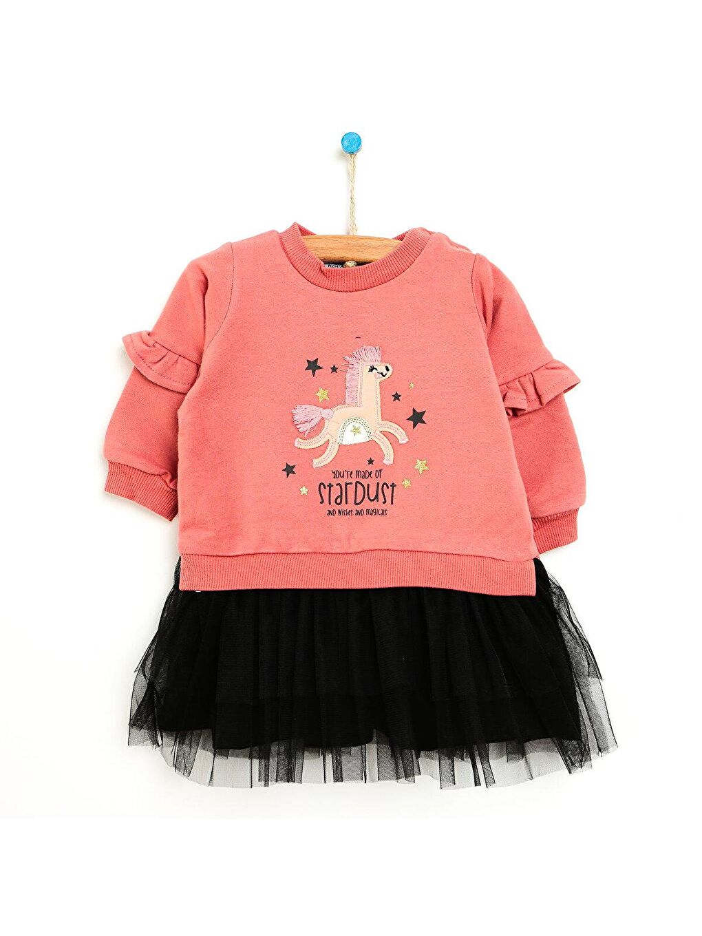 HelloBaby Pembe Winter Magic  Tül Detay Sweatshirt Elbise