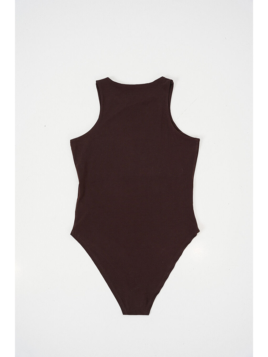 Kadın Halter Yaka Çıtçıtlı Body 972 - Kahverengi-4