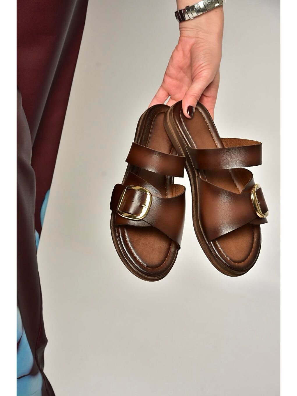 Kahverengi Kadın Terlik Y390350703-2