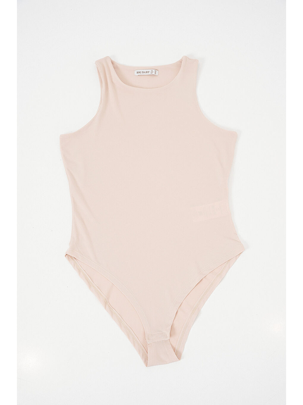 Kadın Halter Yaka Çıtçıtlı Body 972 - Bej-3