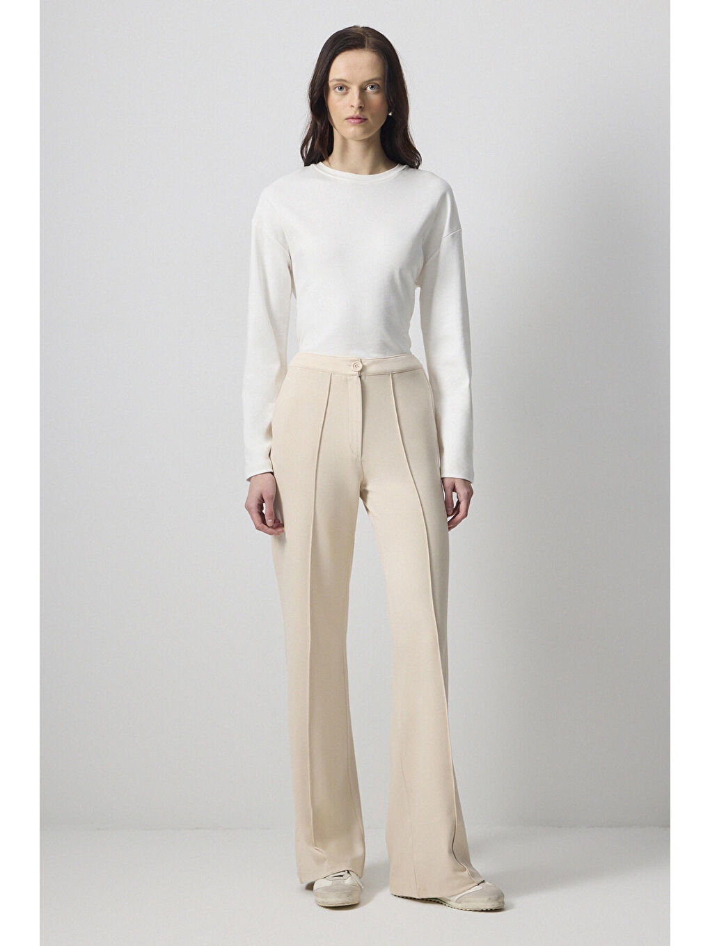 Ekru Dökümlü Çelik Pantolon-2