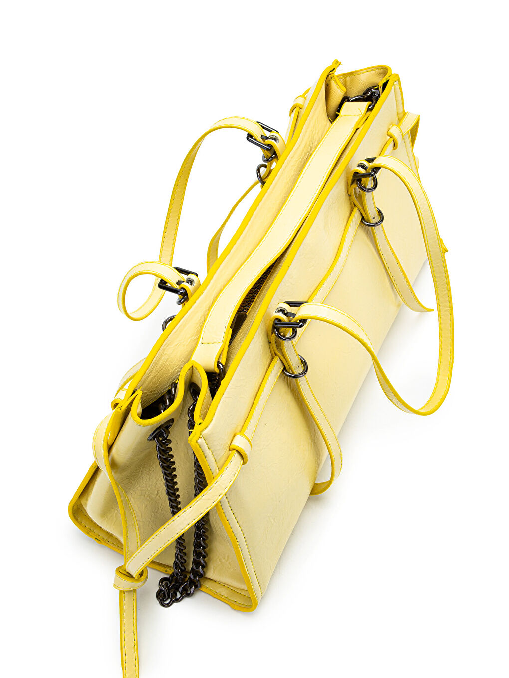 Siyah Zincir Detaylı Bonnie Kadın Kol Çanta Sarı-6