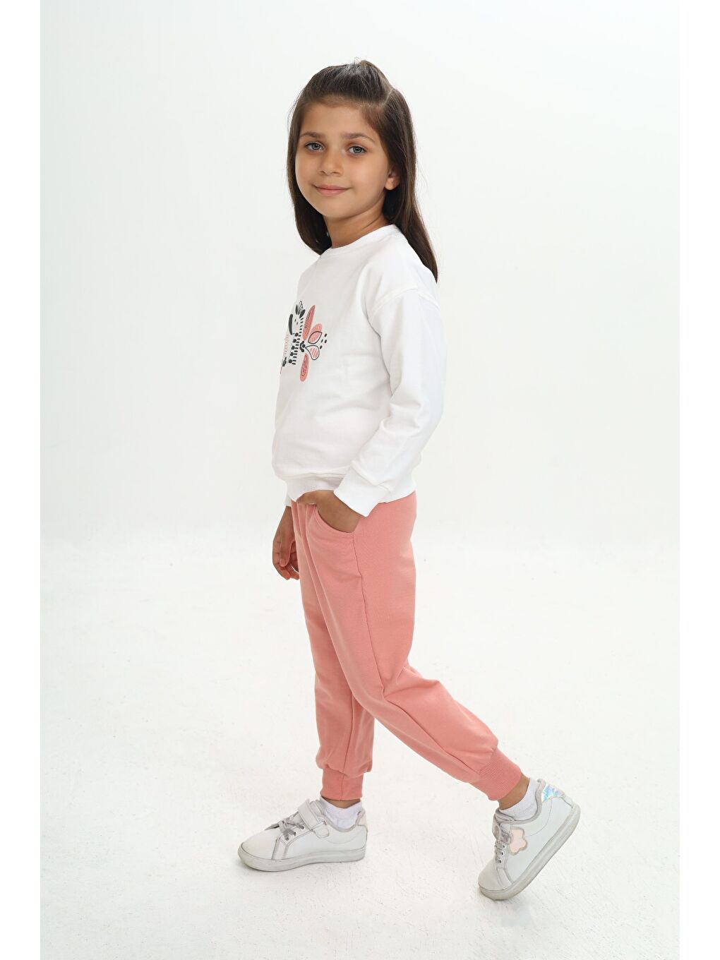 Mercan Kız Çocuk Zürafa Baskılı Eşofman Takım-1