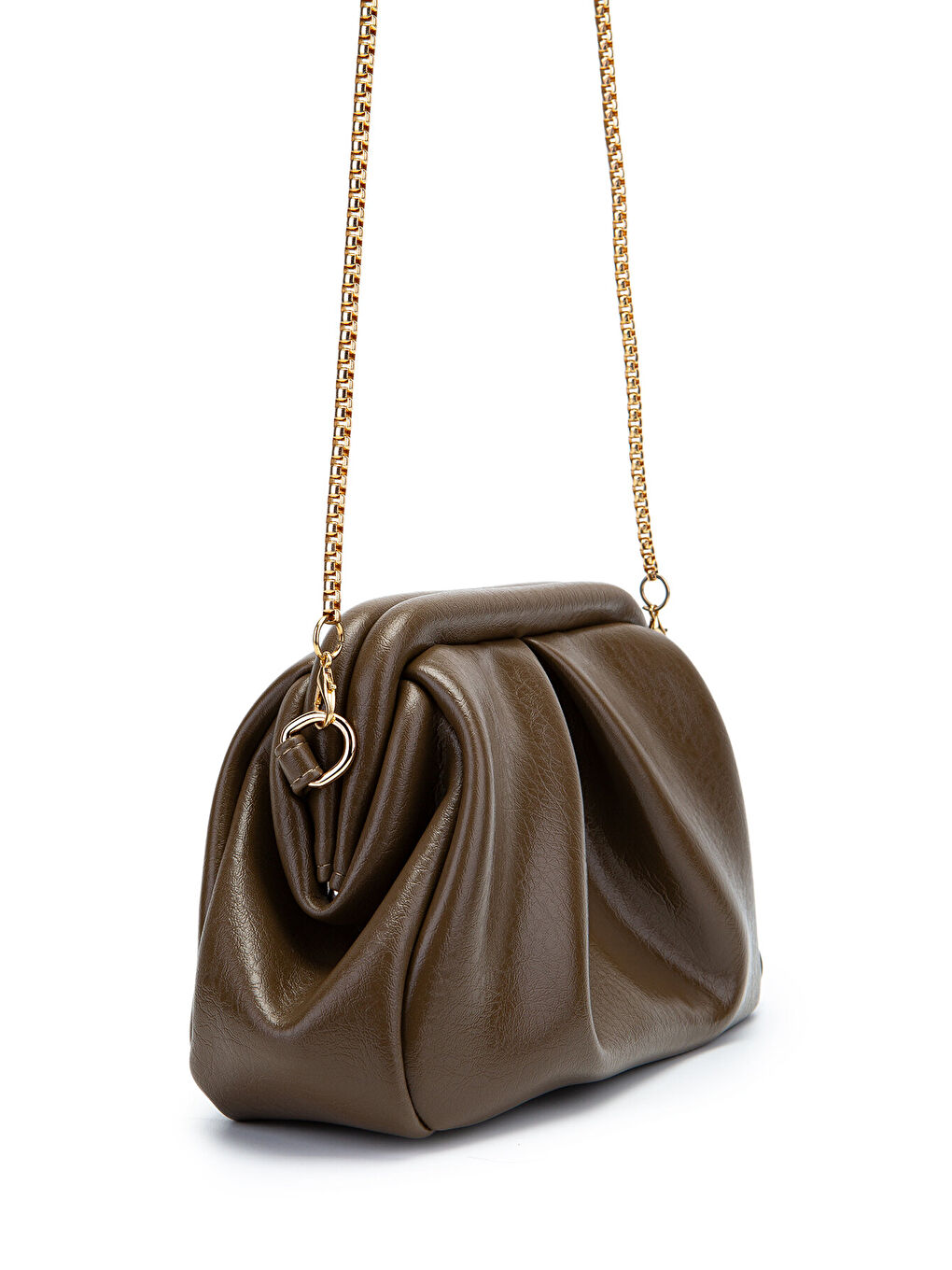 Bej Clutch Form Uzun Askılı Degas Kadın Çapraz Çanta Vizon-3