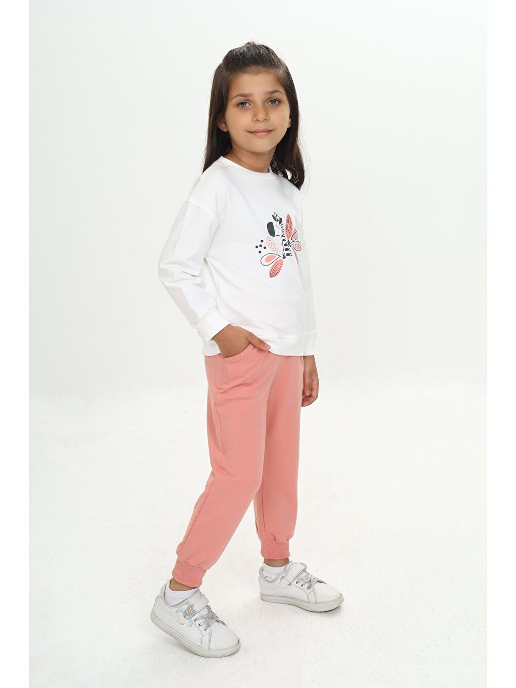 Mercan Kız Çocuk Zürafa Baskılı Eşofman Takım-2