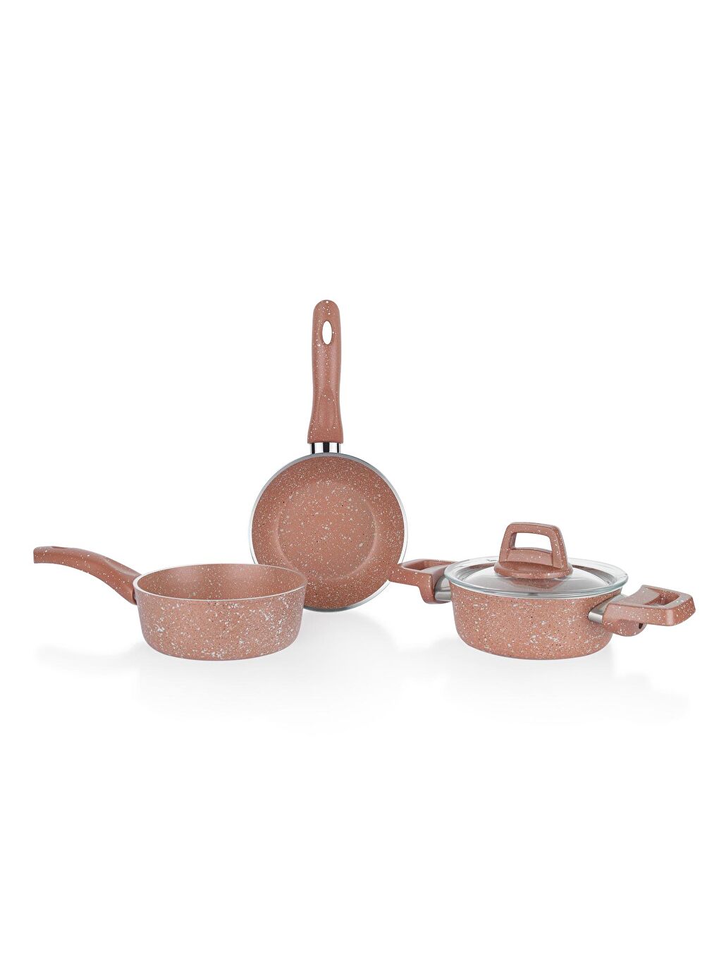 Pembe Piccola Derin Tencere 14Cm+Tava14+Kaçerola14Cm-4 Parça-1
