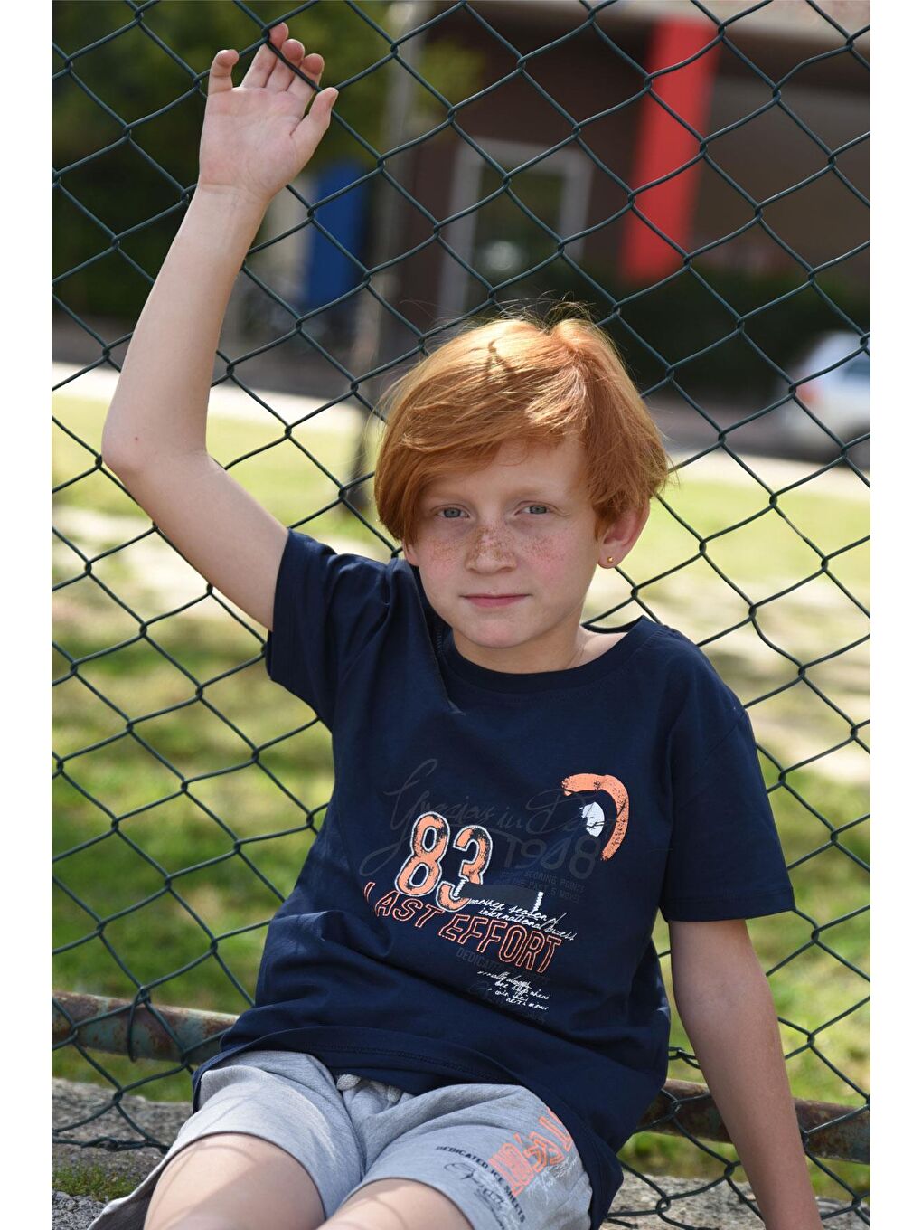 Erkek Çocuk Şortlu Takım Yazı Baskılı Cepli Bağcık Aksesuarlı Lacivert (8-14 Yaş)-8