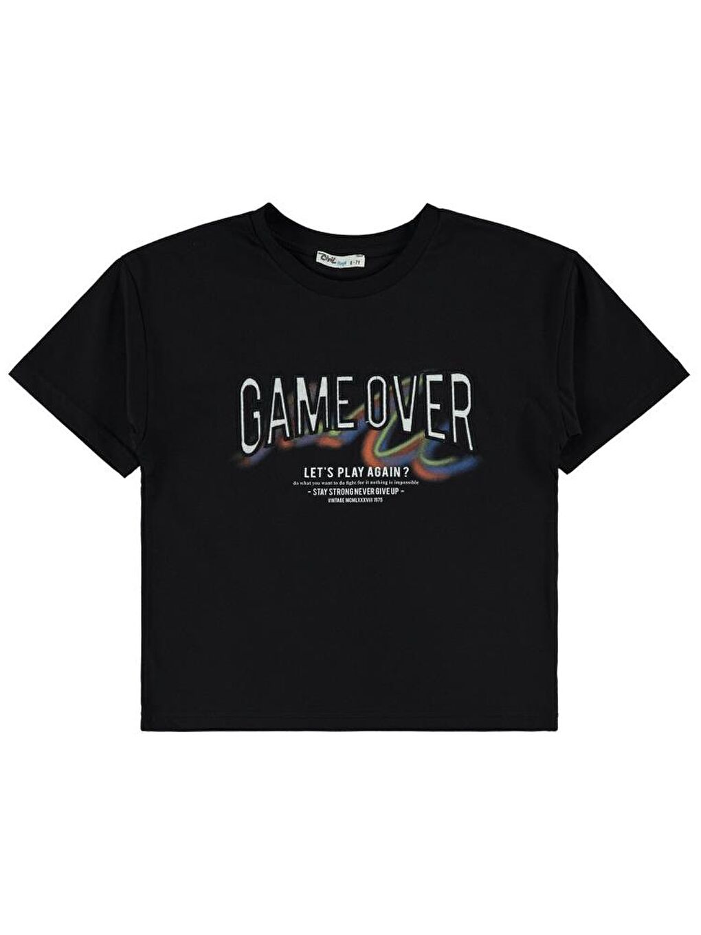 Siyah Boys Game Over Baskılı 6-9 Yaş Tişört-1