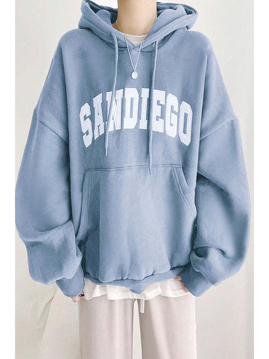 uyguntarz Bebek Mavisi Sandiego Baskılı Oversize Sweatshirt