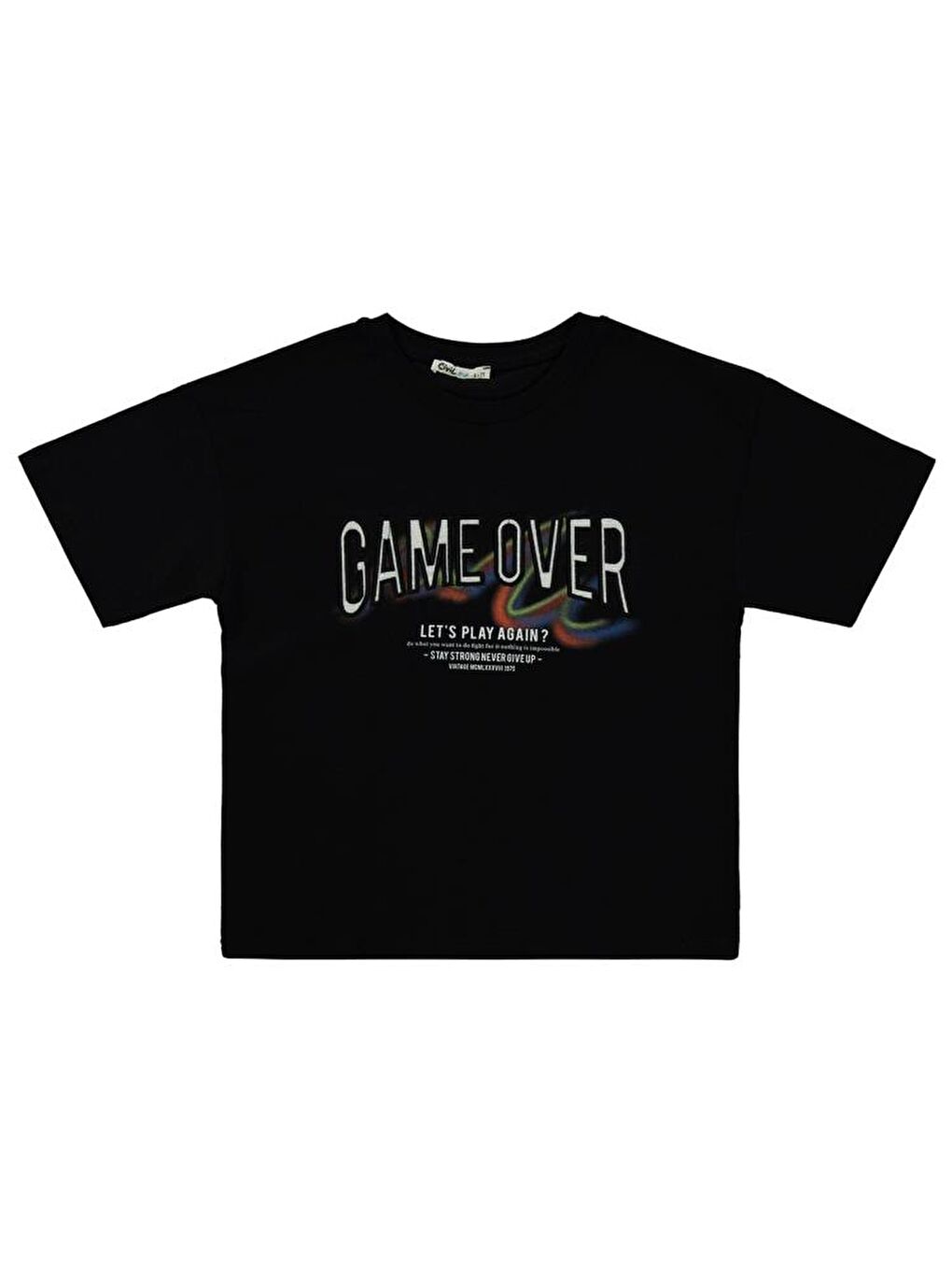 Siyah Boys Game Over Baskılı 10-13 Yaş Tişört-1