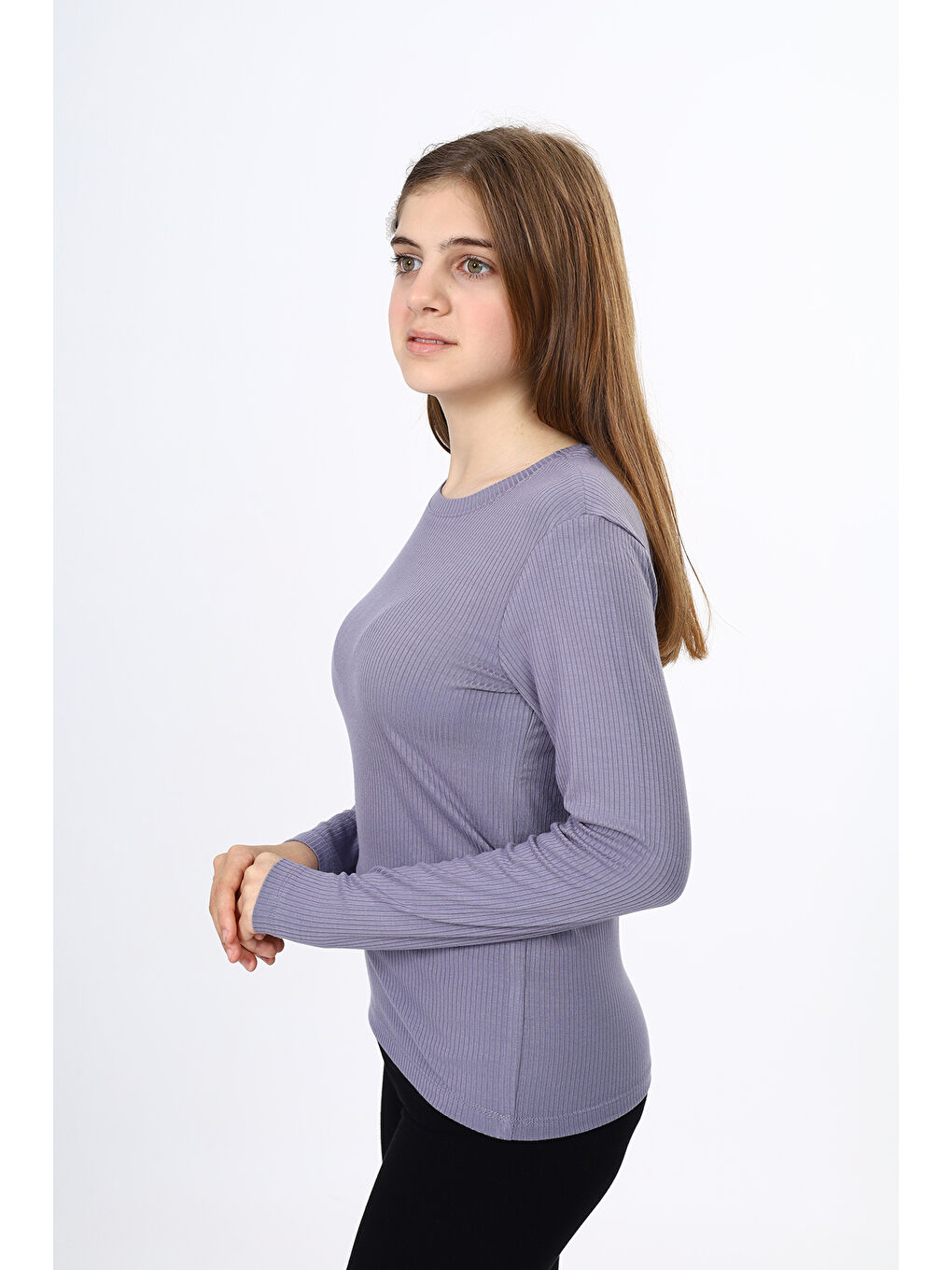 Gri Kız Çocuk Okul Tişört-1