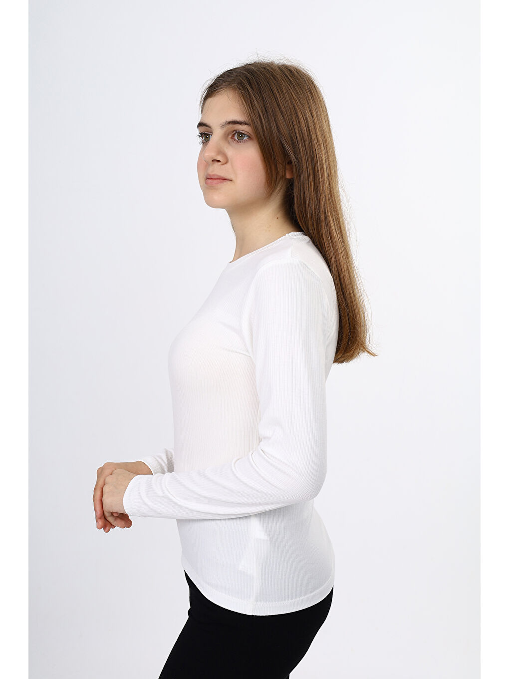 Ekru Kız Çocuk Okul Tişört-1