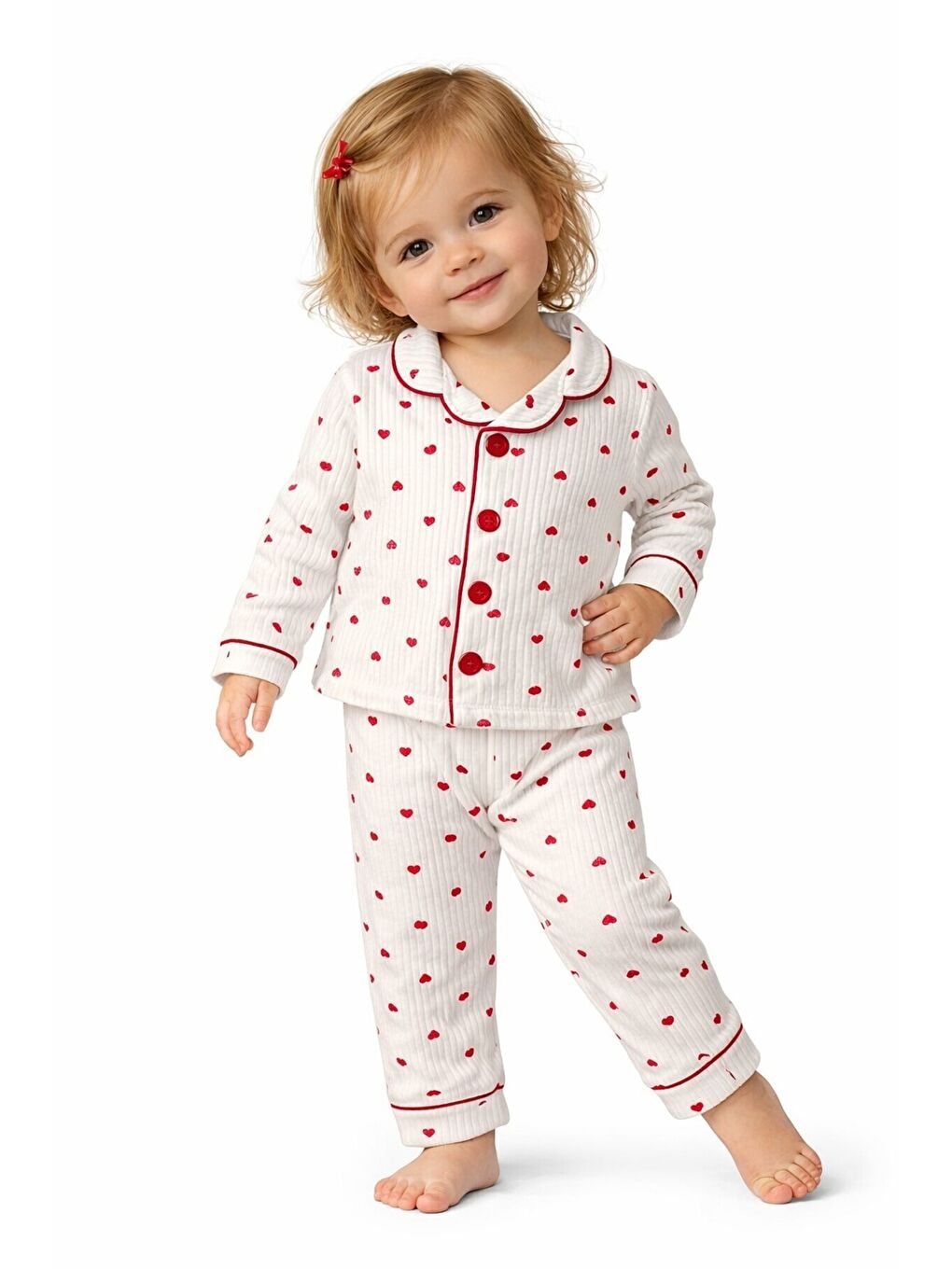 Beyaz Kız Bebek Pamuklu Uzun Kollu Düğmeli Bebek Pijaması Yumuşak Dokulu Nefes Alabilen Bebek-4