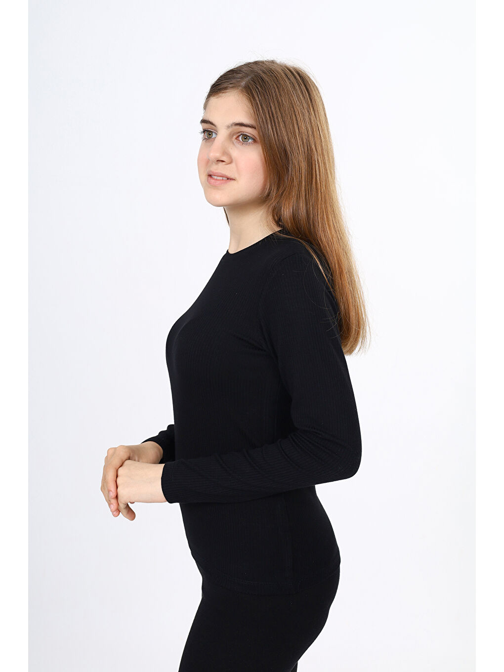 Siyah Kız Çocuk Okul Tişört-1