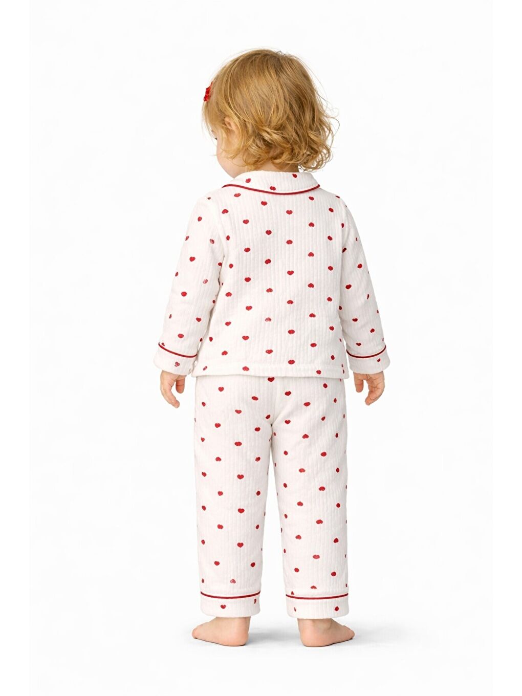 Beyaz Kız Bebek Pamuklu Uzun Kollu Düğmeli Bebek Pijaması Yumuşak Dokulu Nefes Alabilen Bebek-6